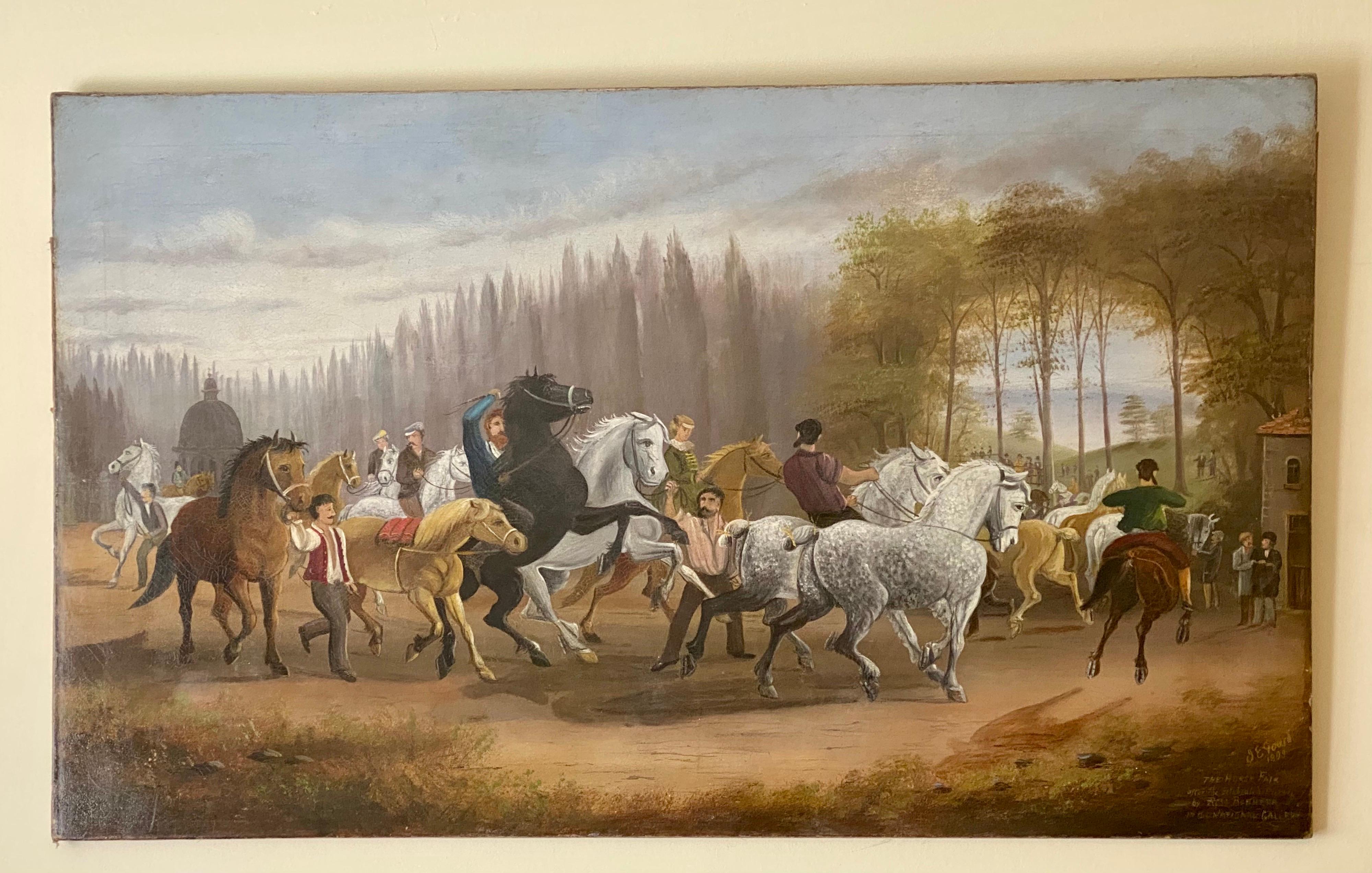 Large 19th Century Oil Painting After Rosa Bonheur Entitled 
