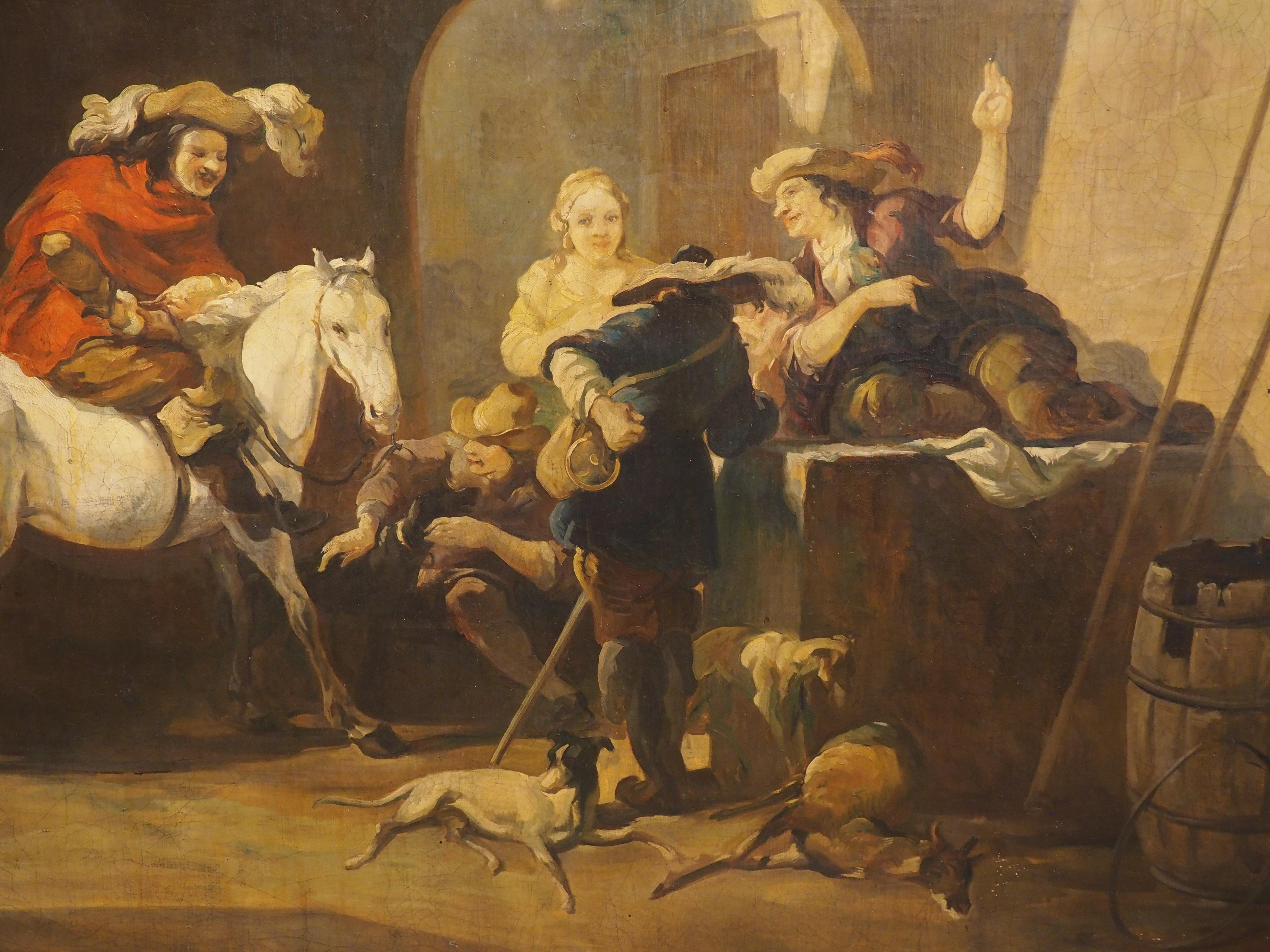 Large 19th Century Oil Painting, The Return of The Hunt, after Nicolaes Berchem For Sale 7