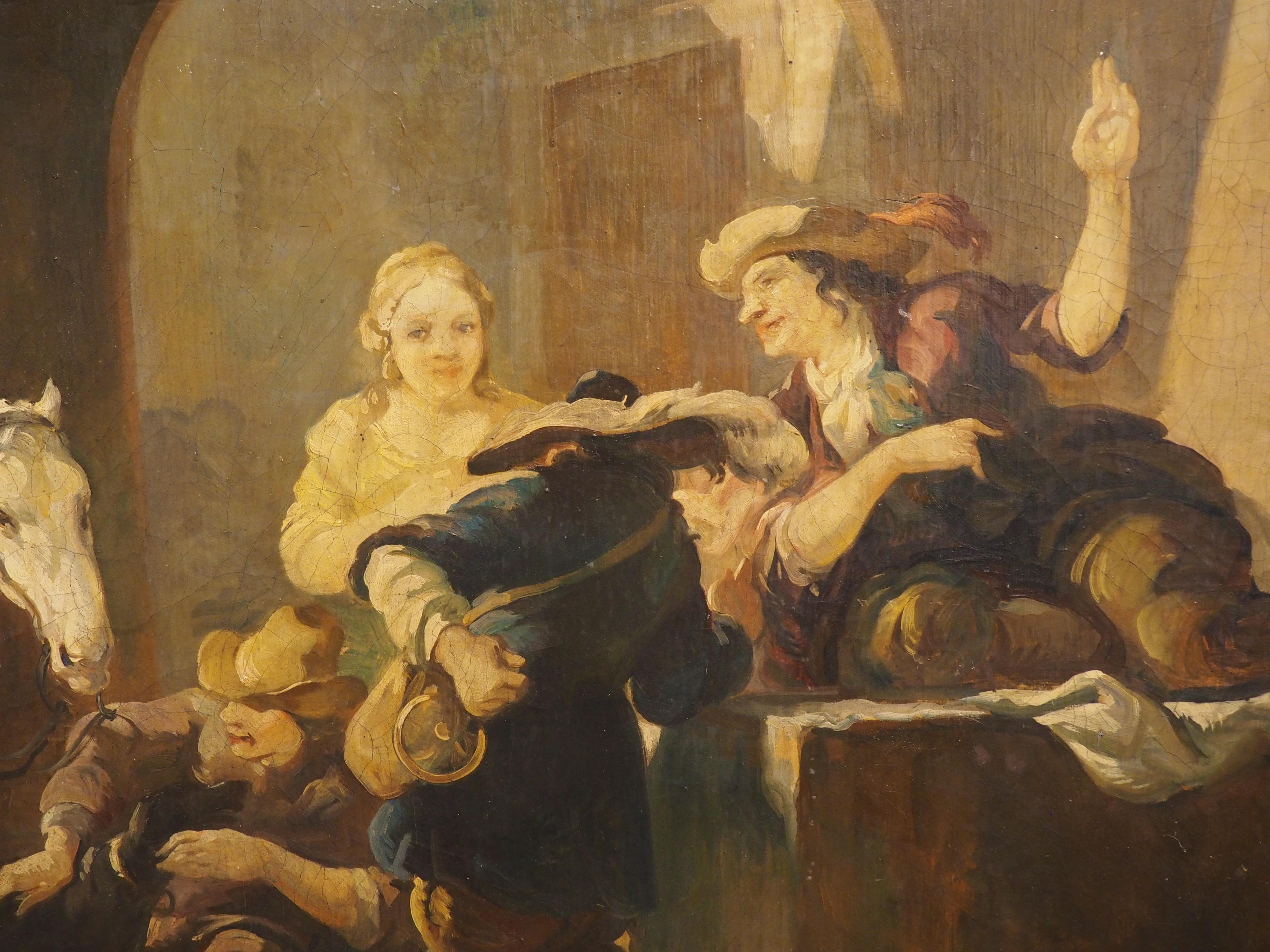 Large 19th Century Oil Painting, The Return of The Hunt, after Nicolaes Berchem For Sale 8