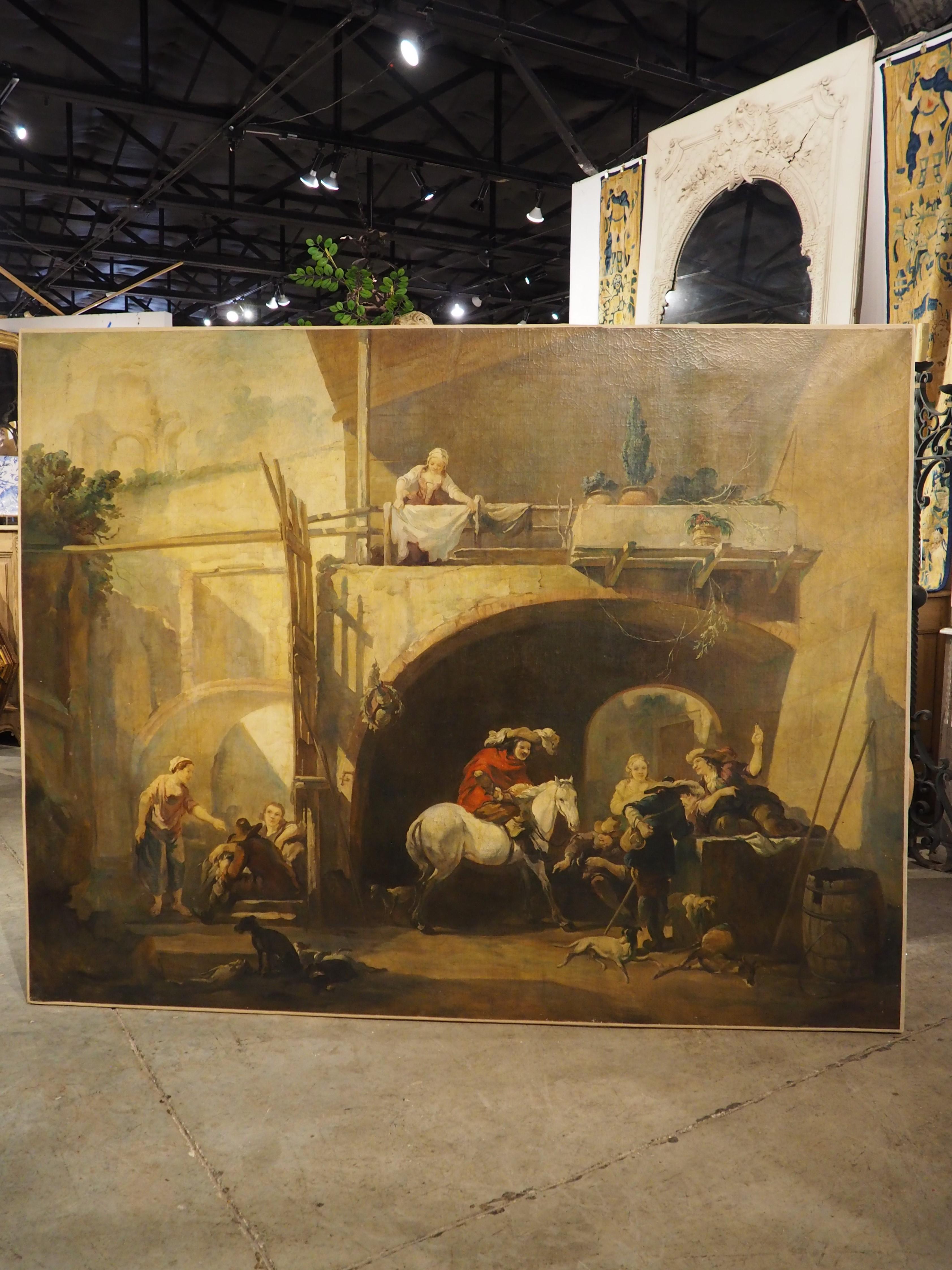 Large 19th Century Oil Painting, The Return of The Hunt, after Nicolaes Berchem For Sale 9