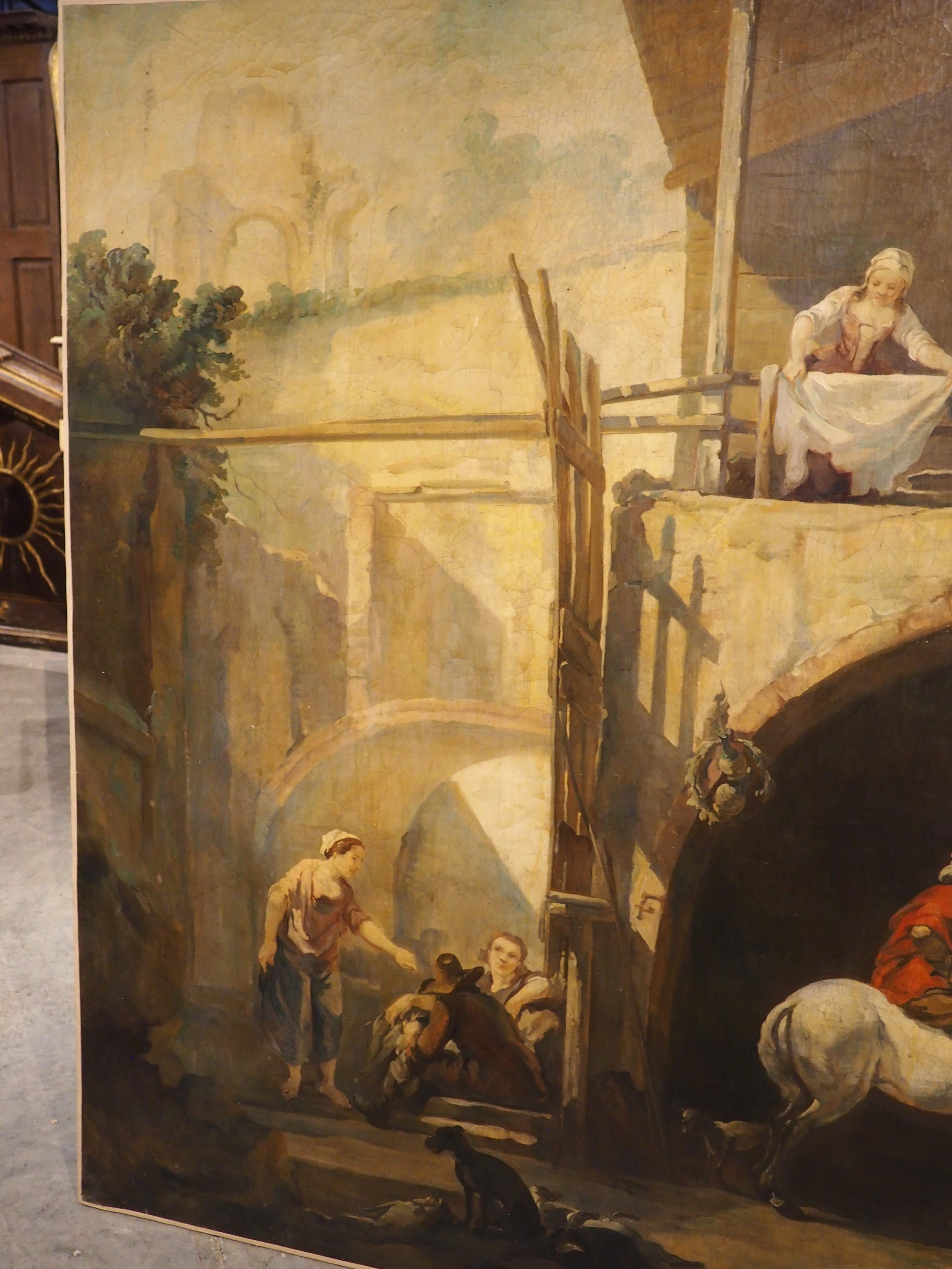 Large 19th Century Oil Painting, The Return of The Hunt, after Nicolaes Berchem For Sale 11