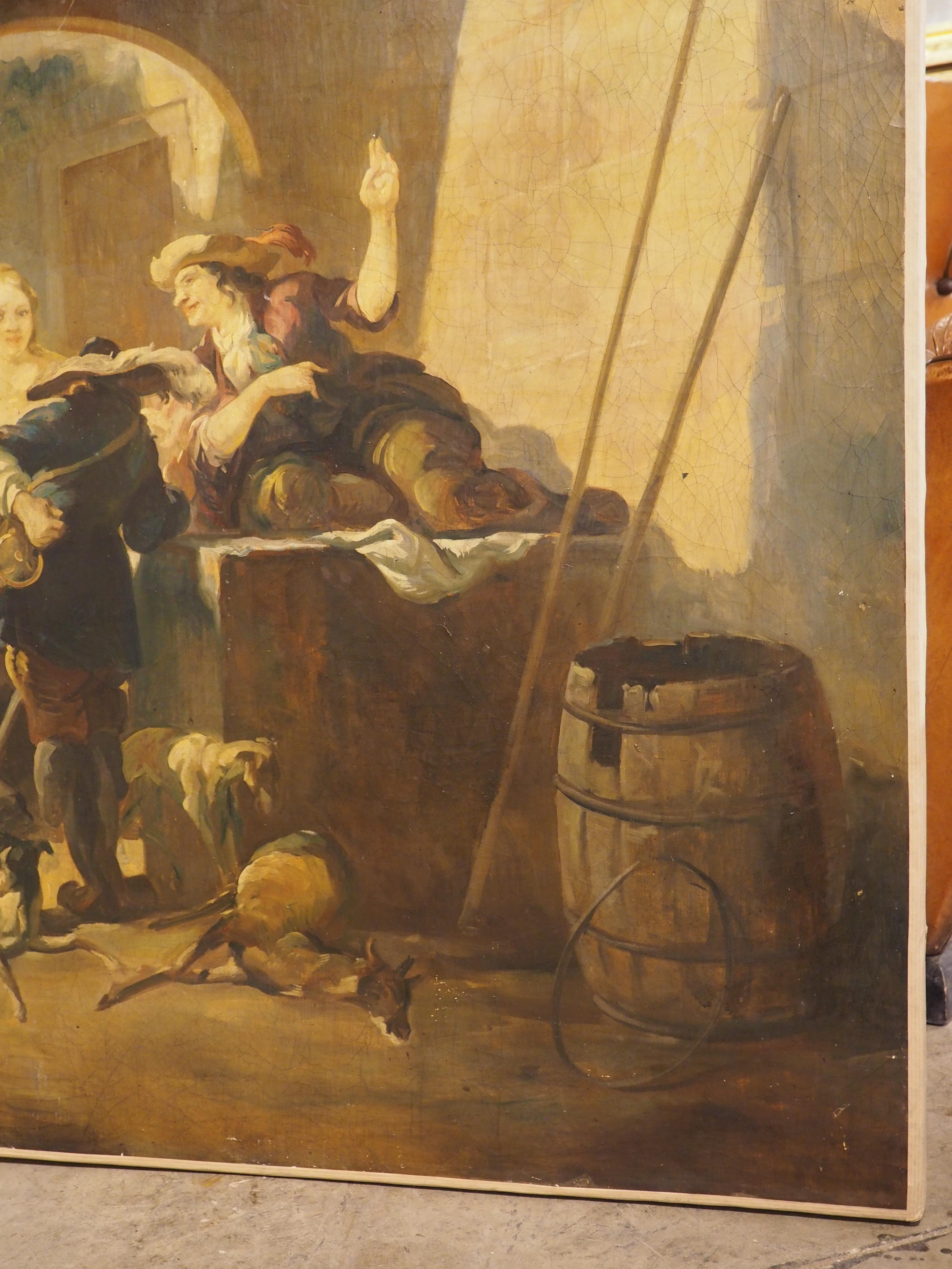 Hand-Painted Large 19th Century Oil Painting, The Return of The Hunt, after Nicolaes Berchem For Sale