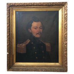 Large 19th Century Oil Portrait Painting of a Officer, European School
