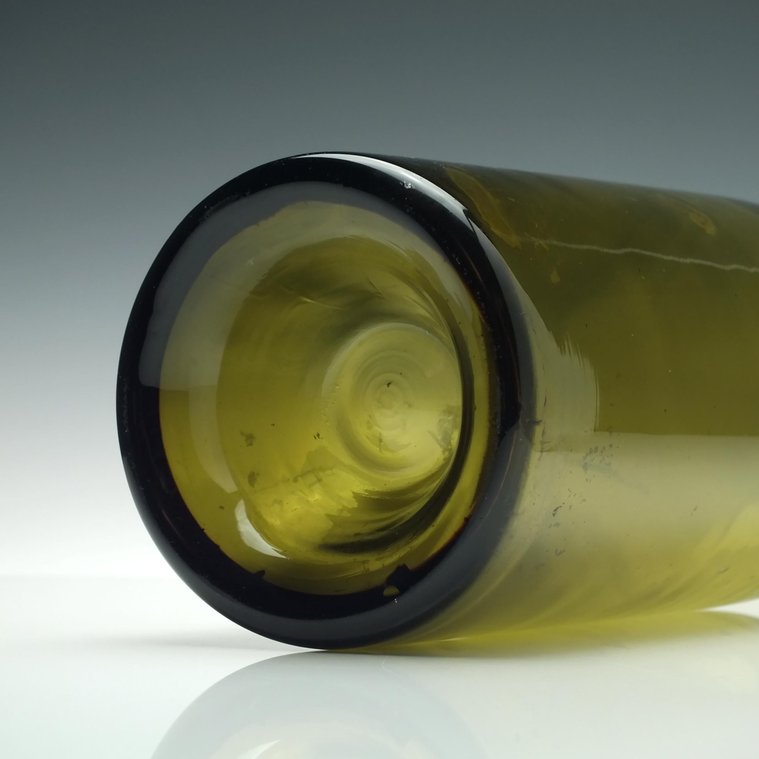 Large 19th Century Olive Green Napoleon III Sealed Wine Bottle, circa 1860 1