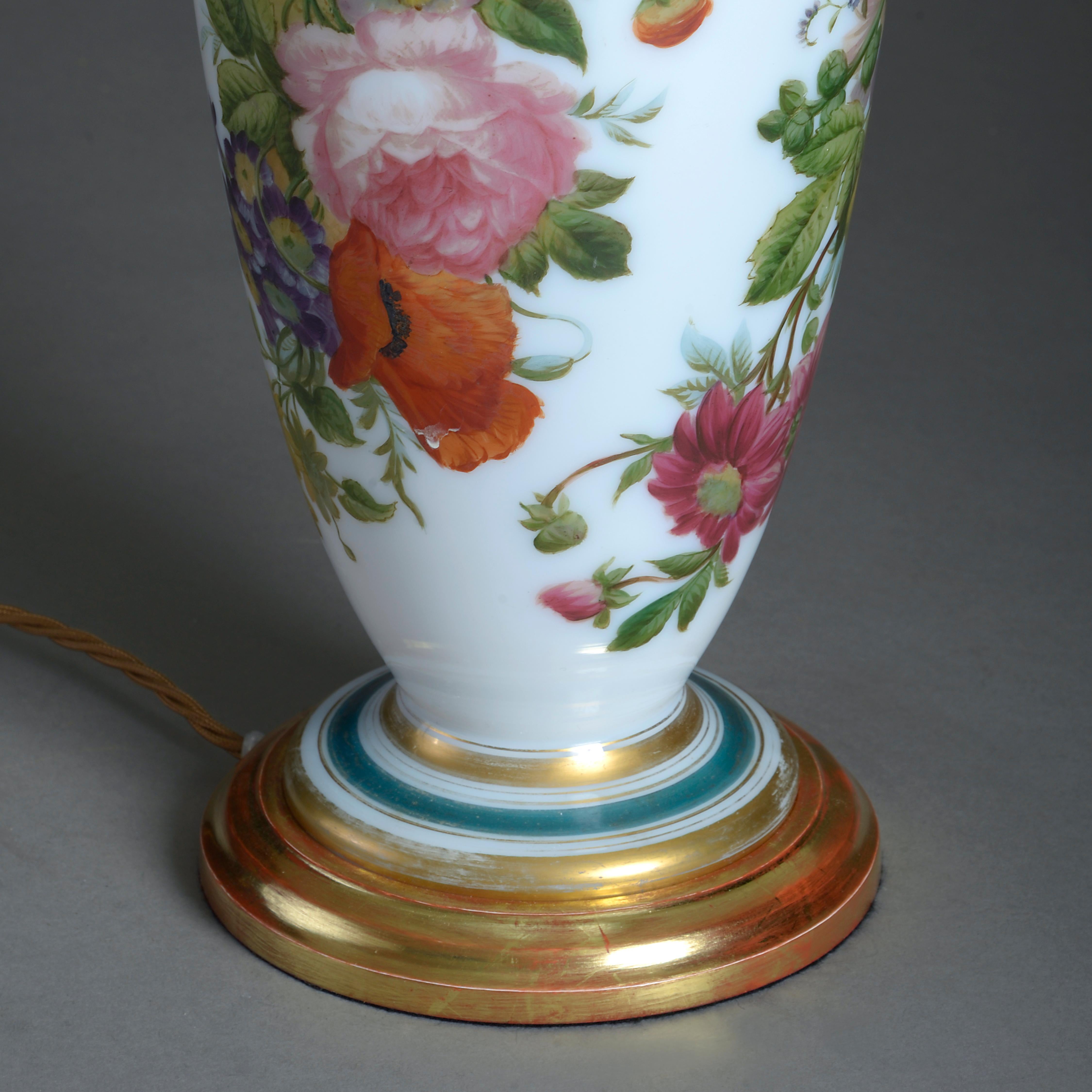 Large 19th Century Opaline Vase Lamp In Good Condition In London, GB