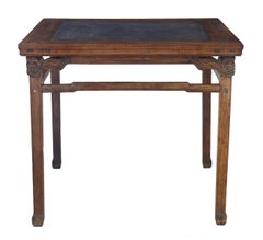 Large 19th Century Oriental Hard Wood Marble Inset Table