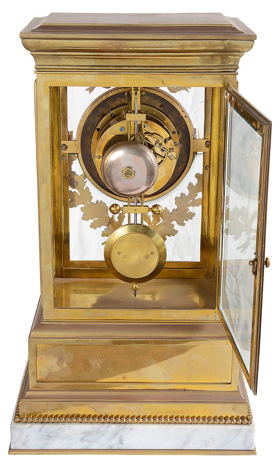 French Large 19th Century Ormolu Four Glass Mantel Clock, 19th Century