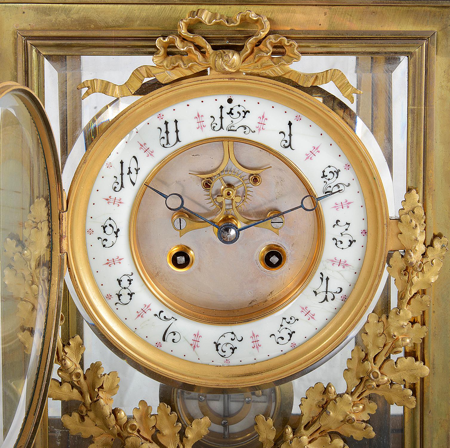 Large 19th Century Ormolu Four Glass Mantel Clock, 19th Century In Good Condition In Brighton, Sussex