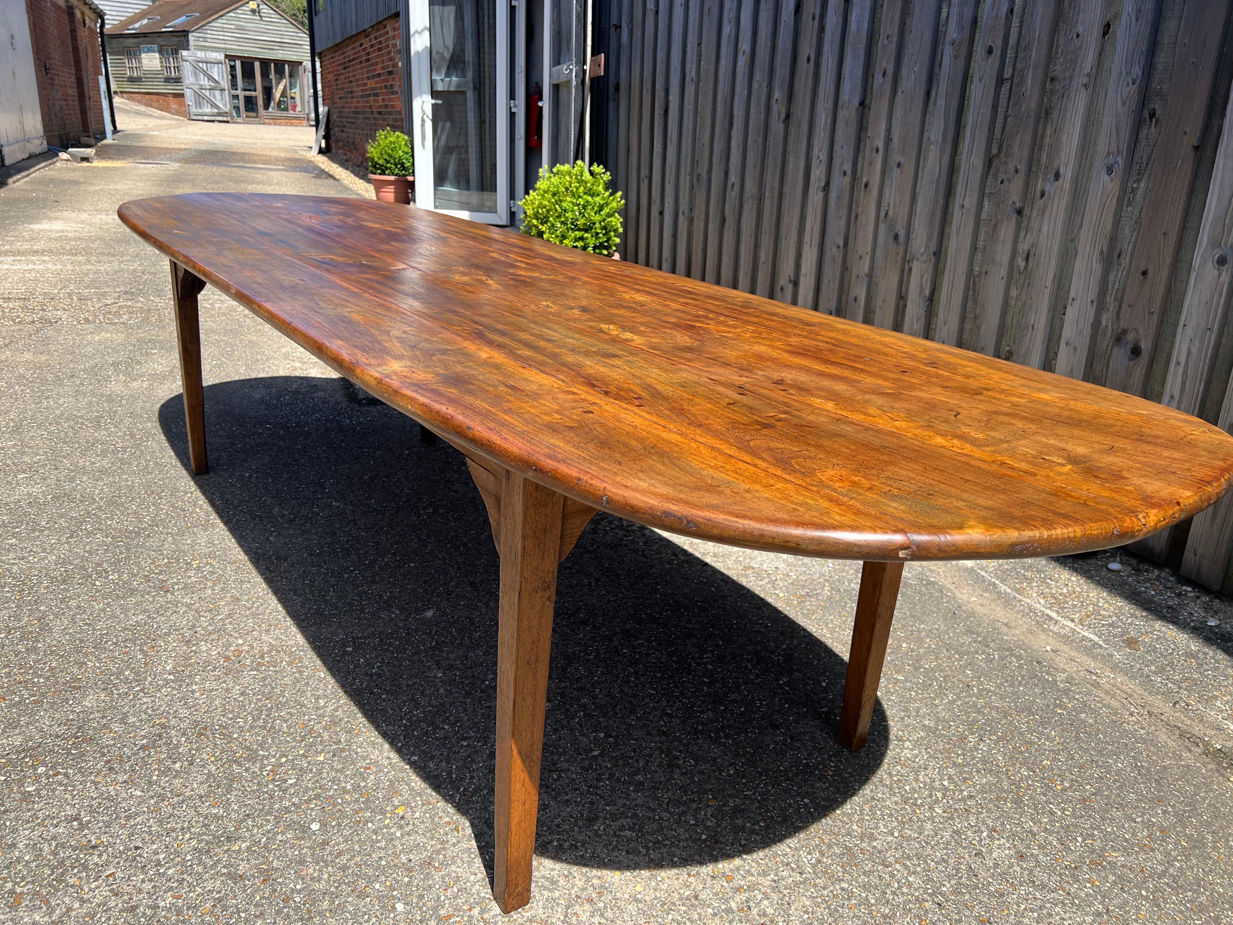 French Provincial Large 19th Century, Oval Ended Farmhouse Table