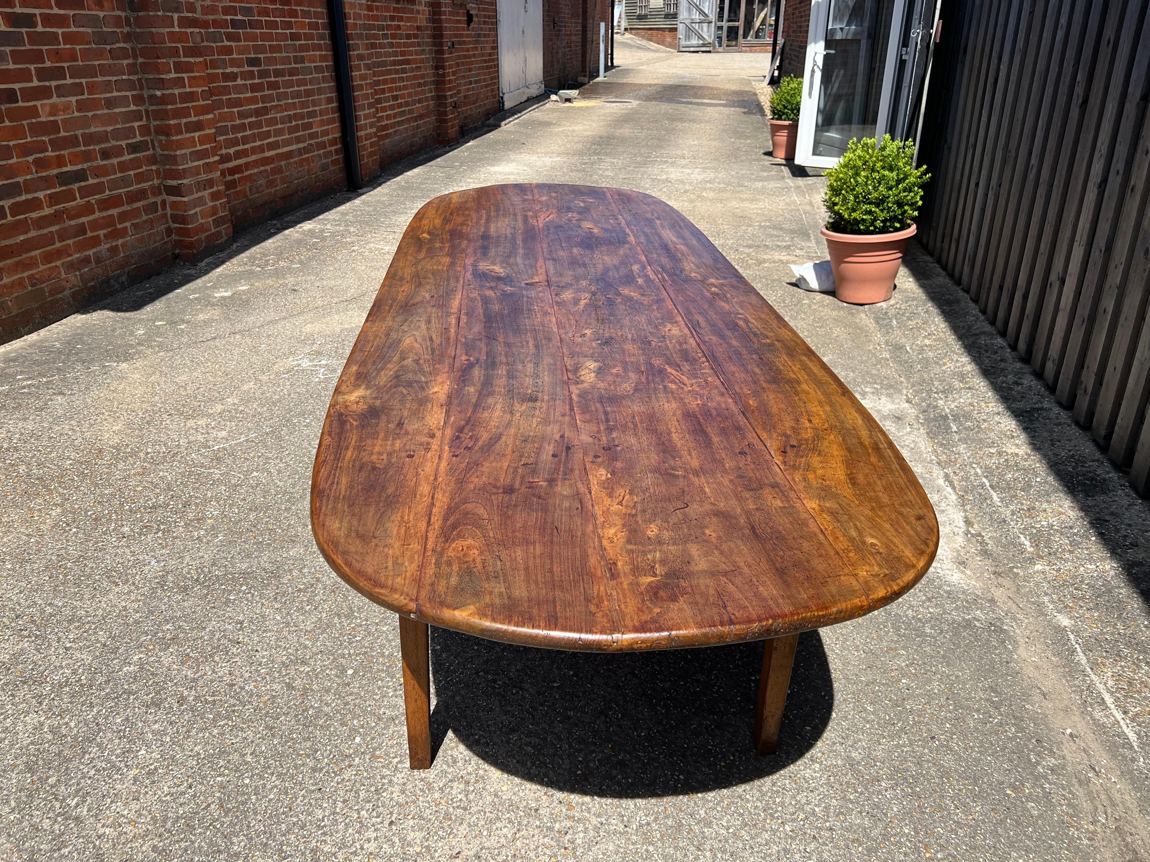 French Large 19th Century, Oval Ended Farmhouse Table