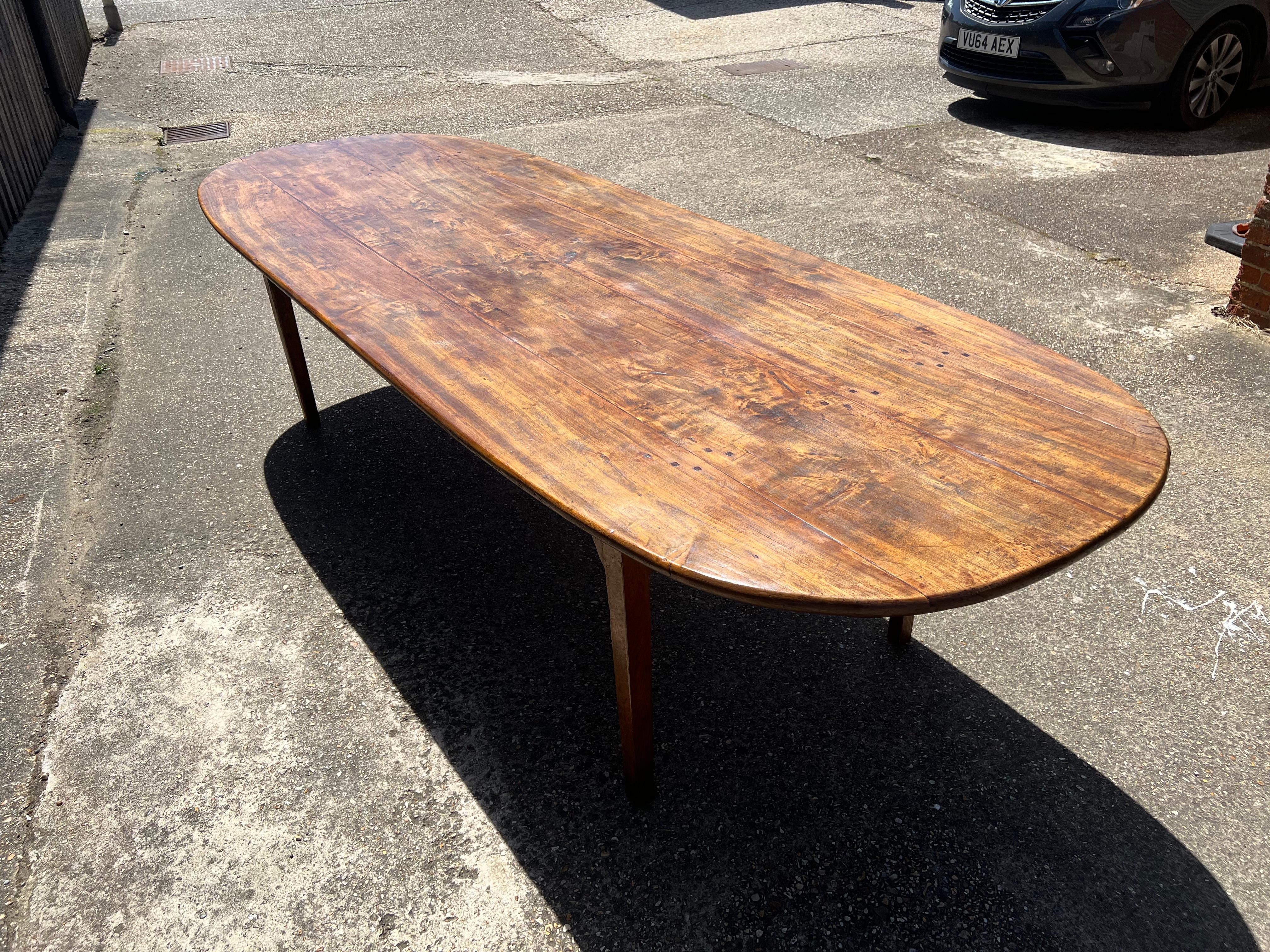 Hand-Crafted Large 19th Century, Oval Ended Farmhouse Table
