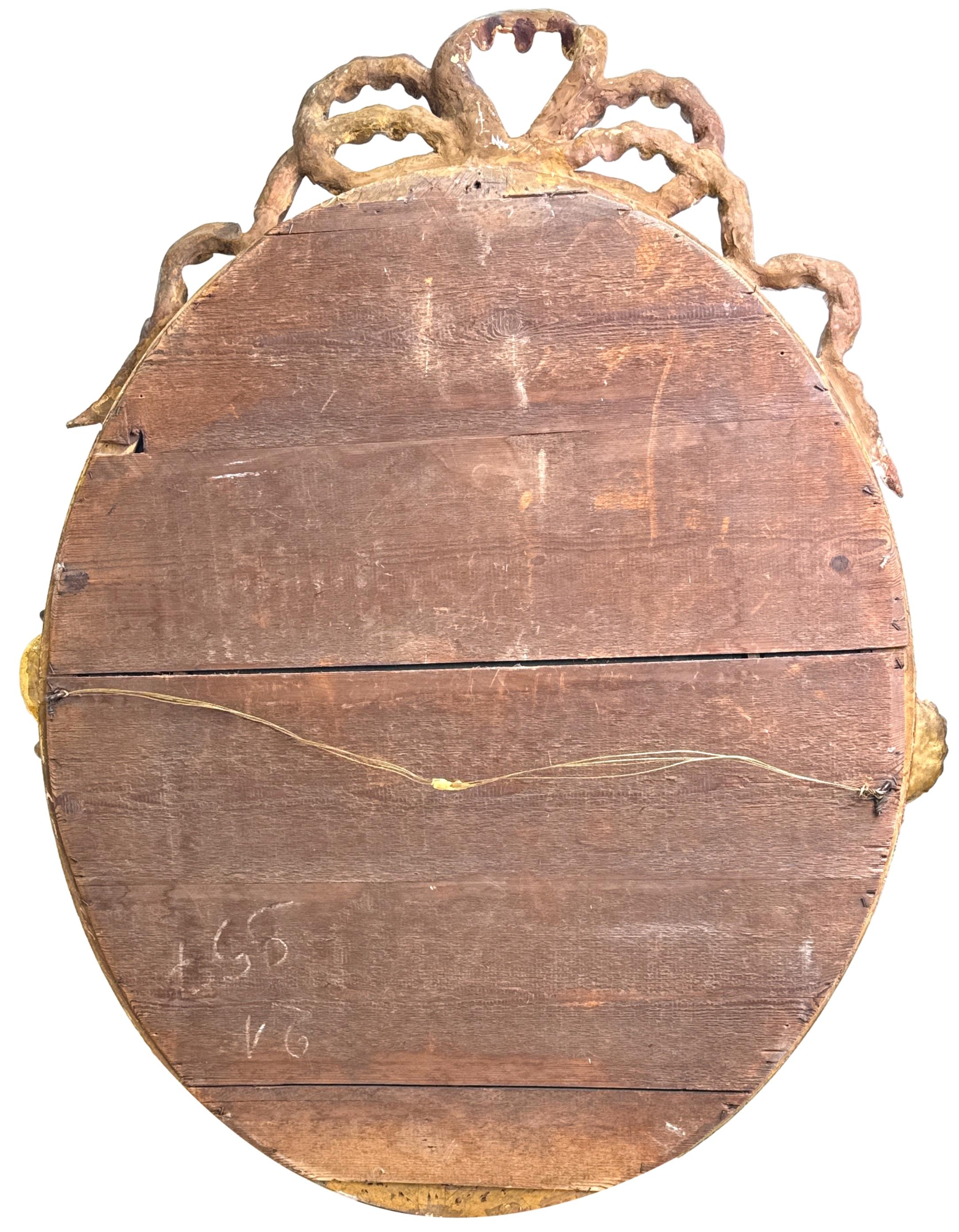 Grande specchio da parete ovale dorato del XIX secolo in vendita 3