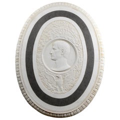 Large 19th Century Oval Marble Relief of the Roman Emperor Claudius with Eagle