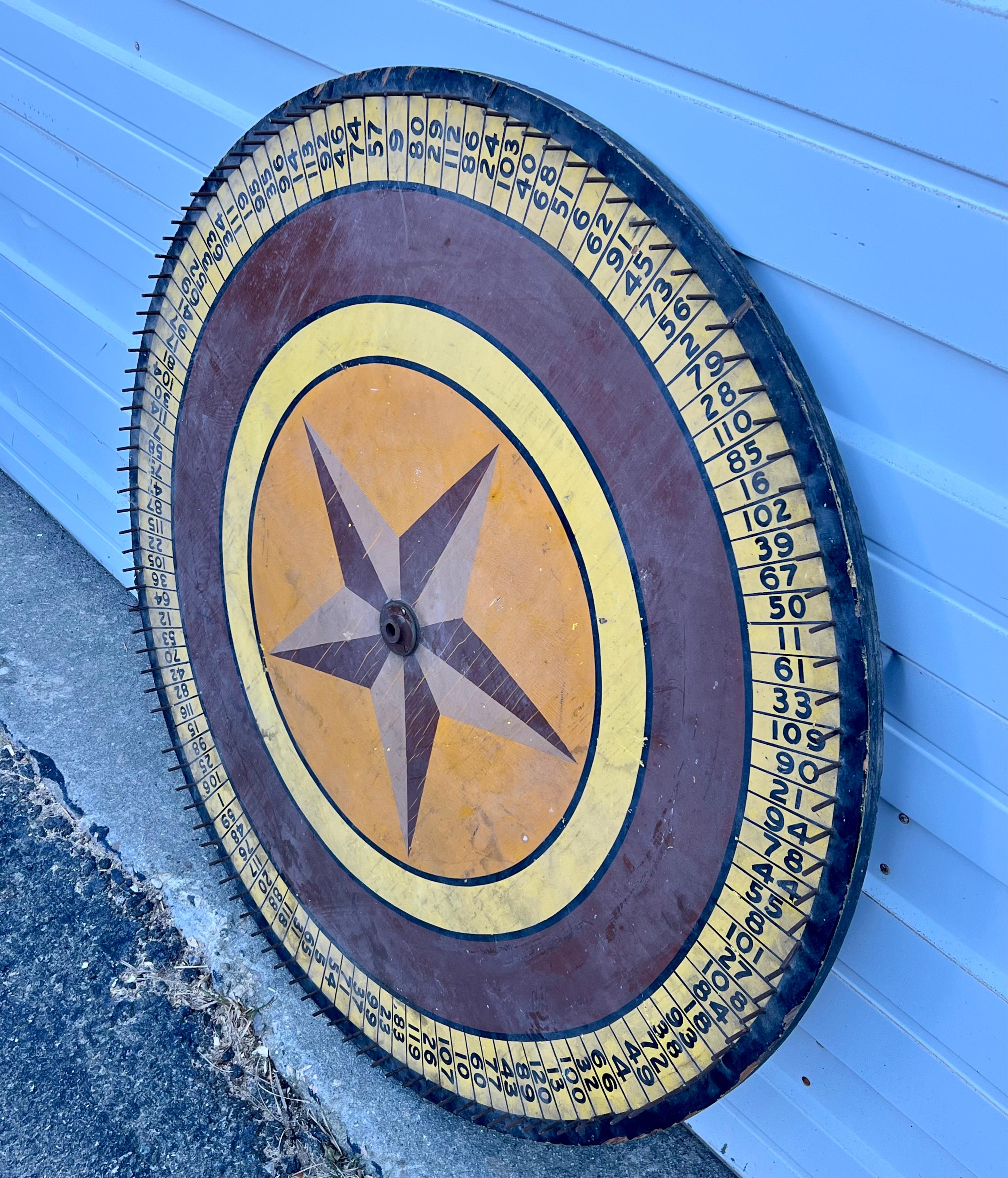 North American Large 19th Century Painted Game Wheel For Sale