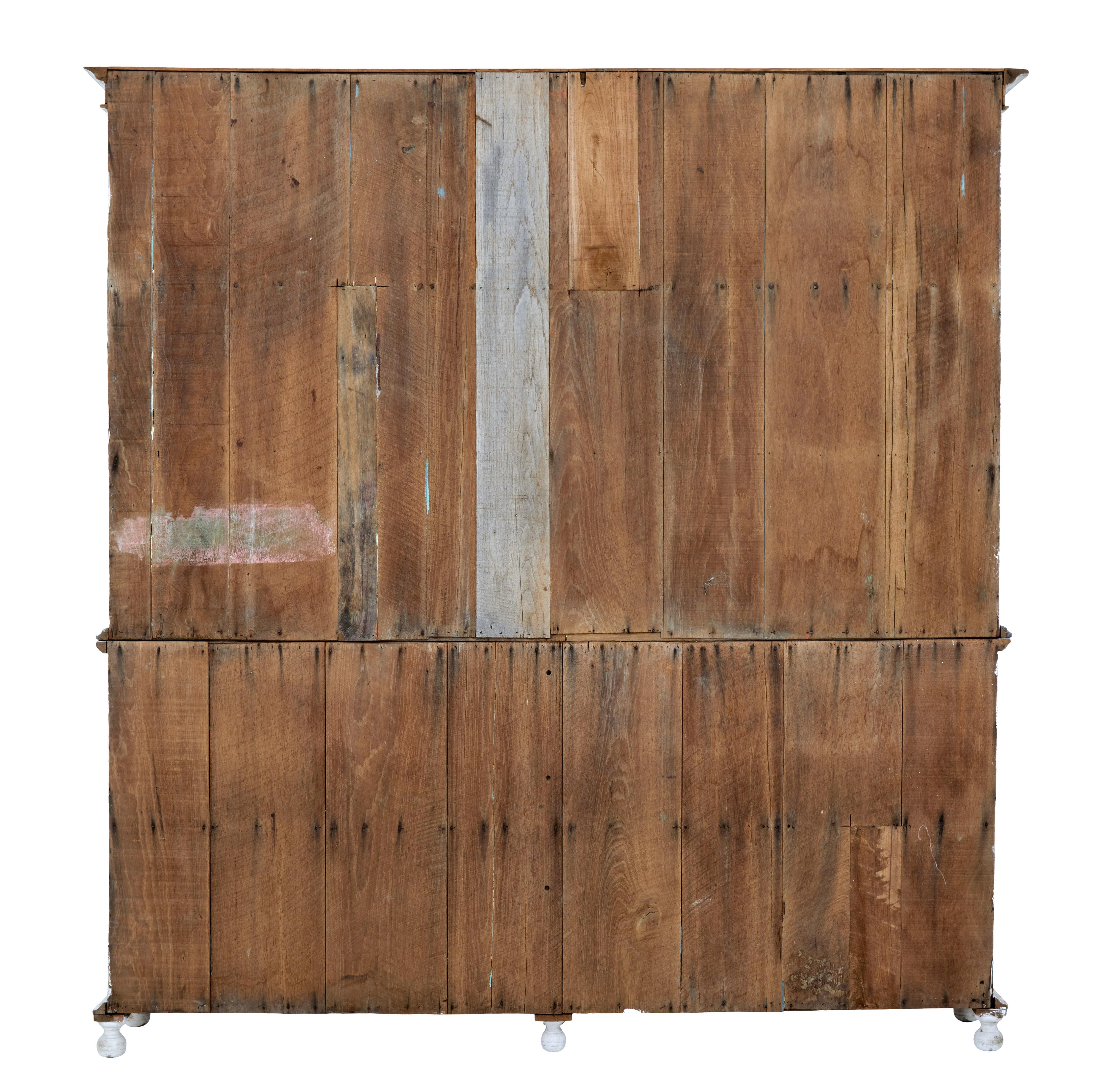 Rustic Large 19th Century Painted Glazed Teak Vitrine