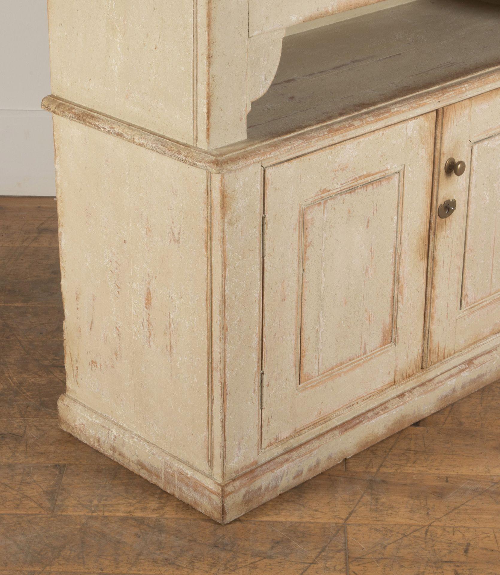 Large 19th Century Painted Pine Housekeepers Cupboard For Sale 8