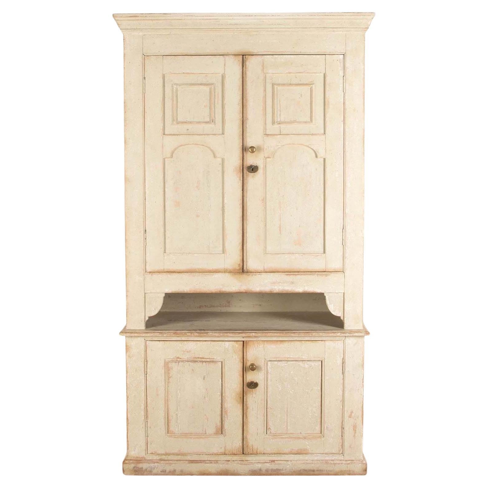 Large 19th Century Painted Pine Housekeepers Cupboard