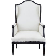 Large 19th Century Painted Wingback Armchair