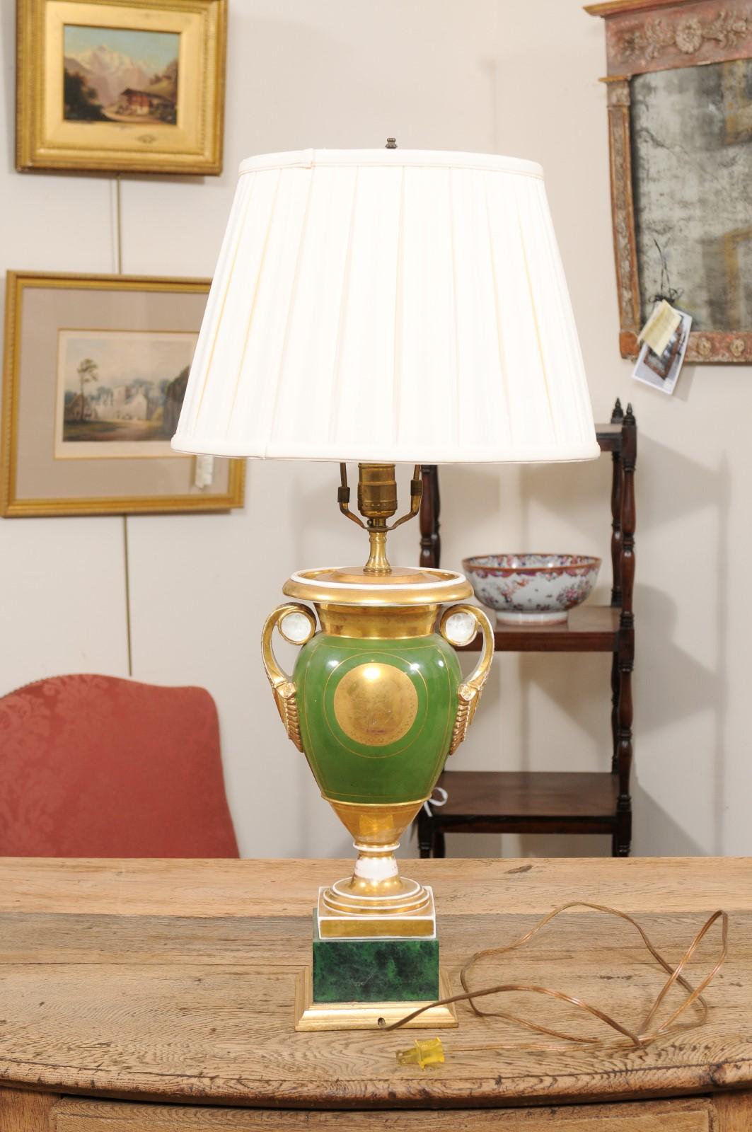 Large 19th Century Paris Porcelain Vase wired as a Lamp
