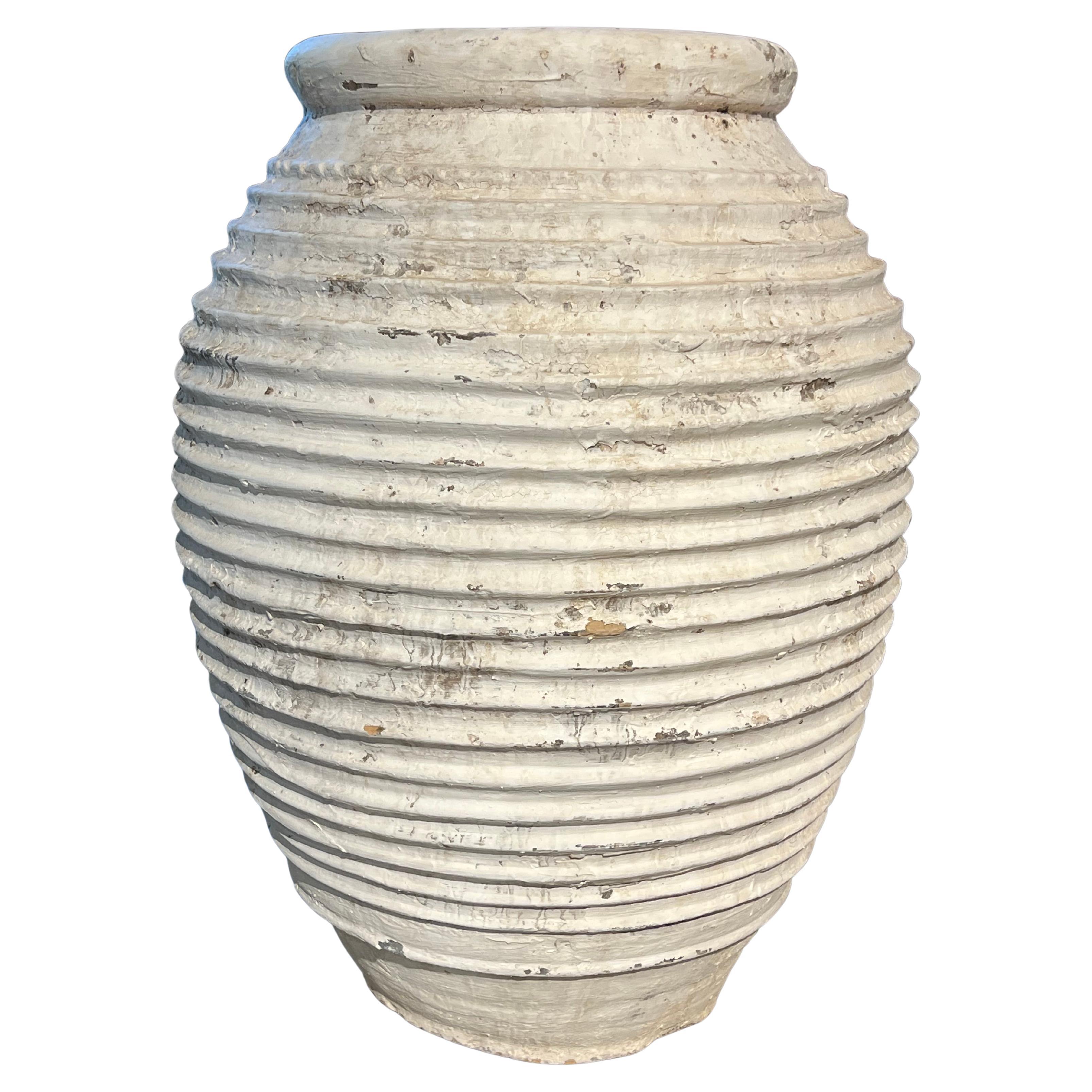 Gran olla acanalada para vino o aceite de oliva del Peloponeso del siglo XIX, Grecia, circa 1880