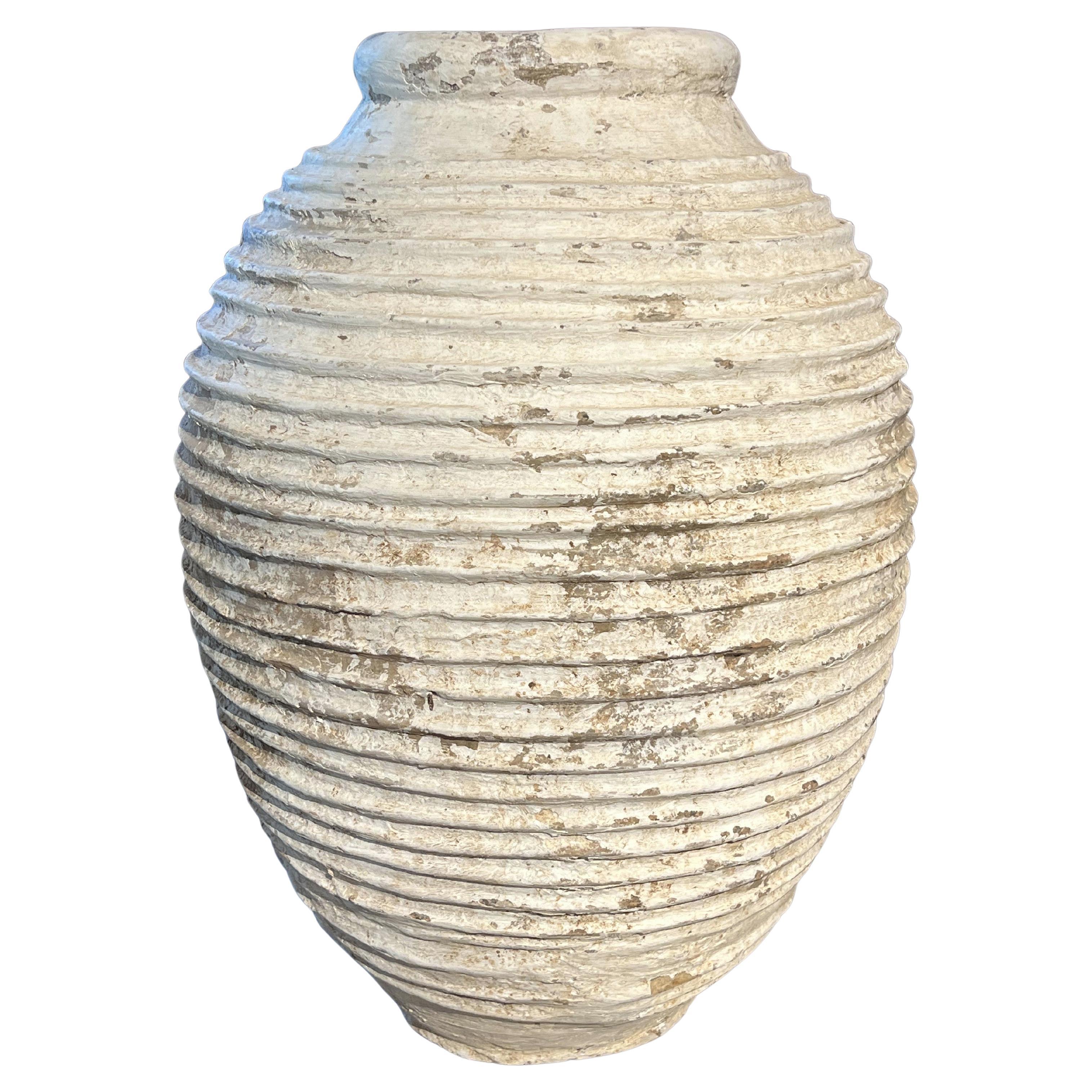 Gran olla acanalada para vino o aceite de oliva del Peloponeso del siglo XIX, Grecia, circa 1880