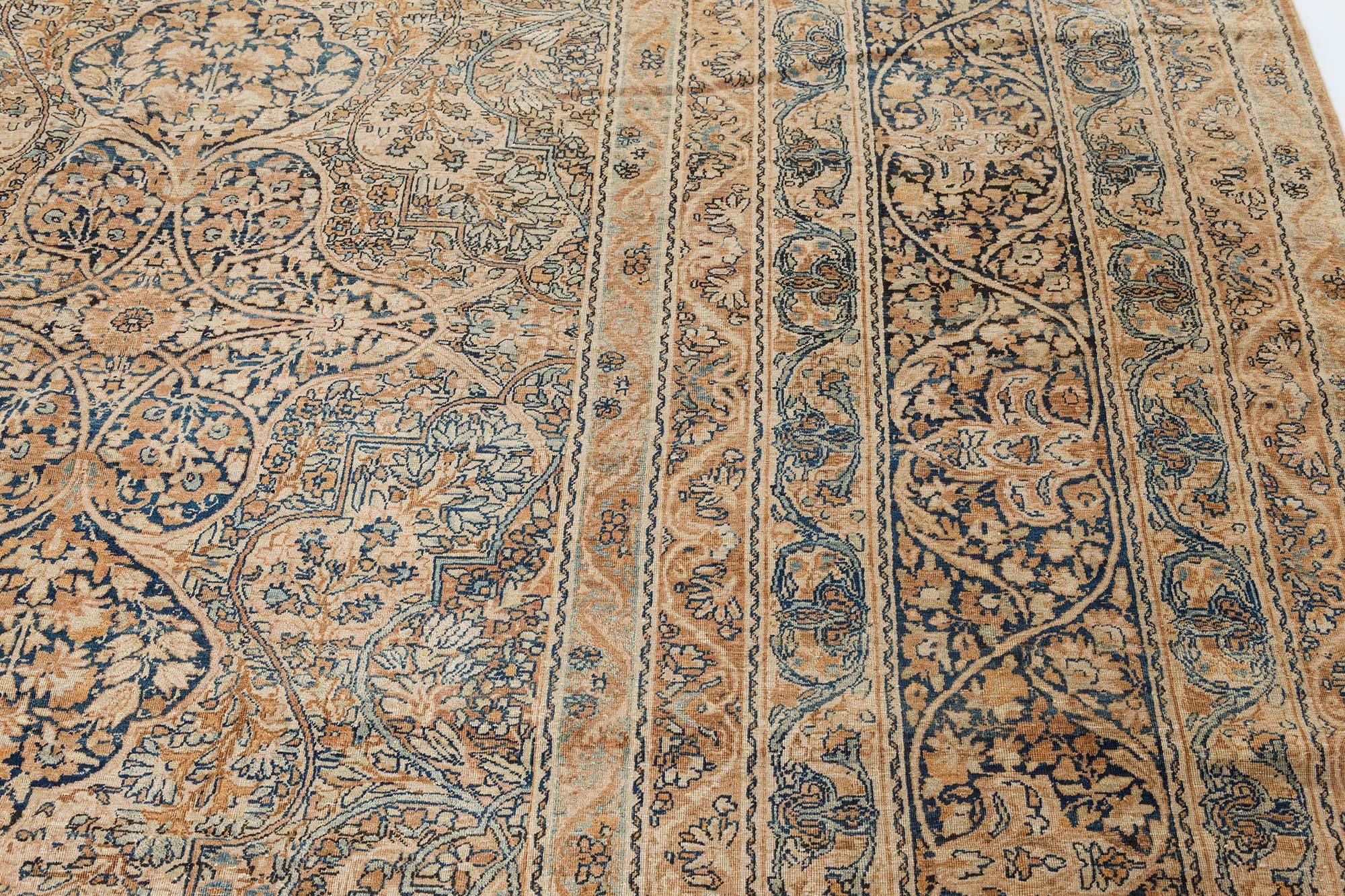 Large 19th Century Persian Kirman Handmade Wool Rug For Sale 2