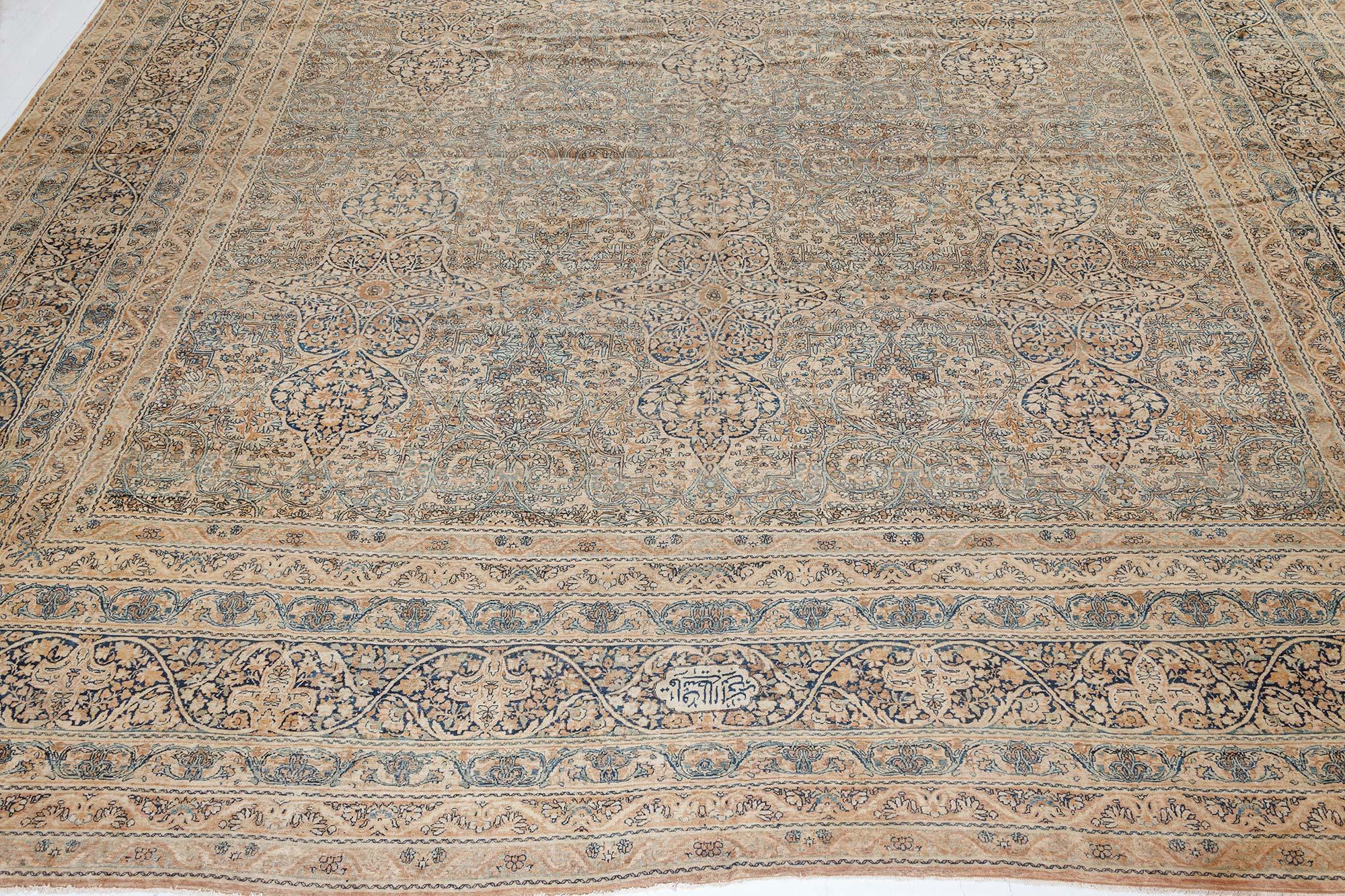 Large 19th Century Persian Kirman Handmade Wool Rug For Sale 3