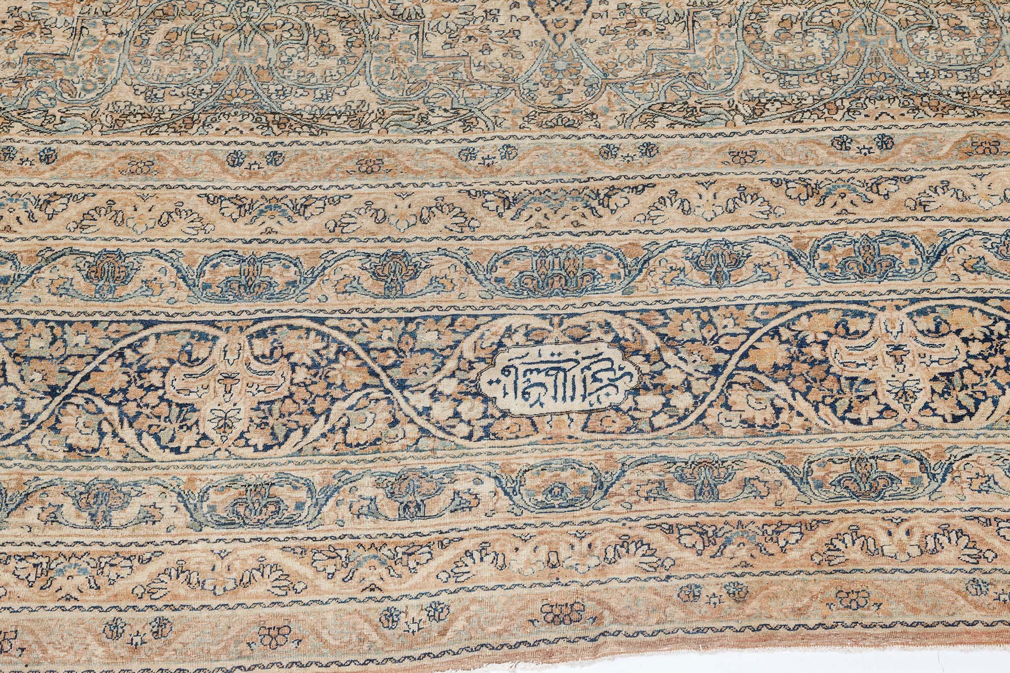 Large 19th Century Persian Kirman Handmade Wool Rug For Sale 4