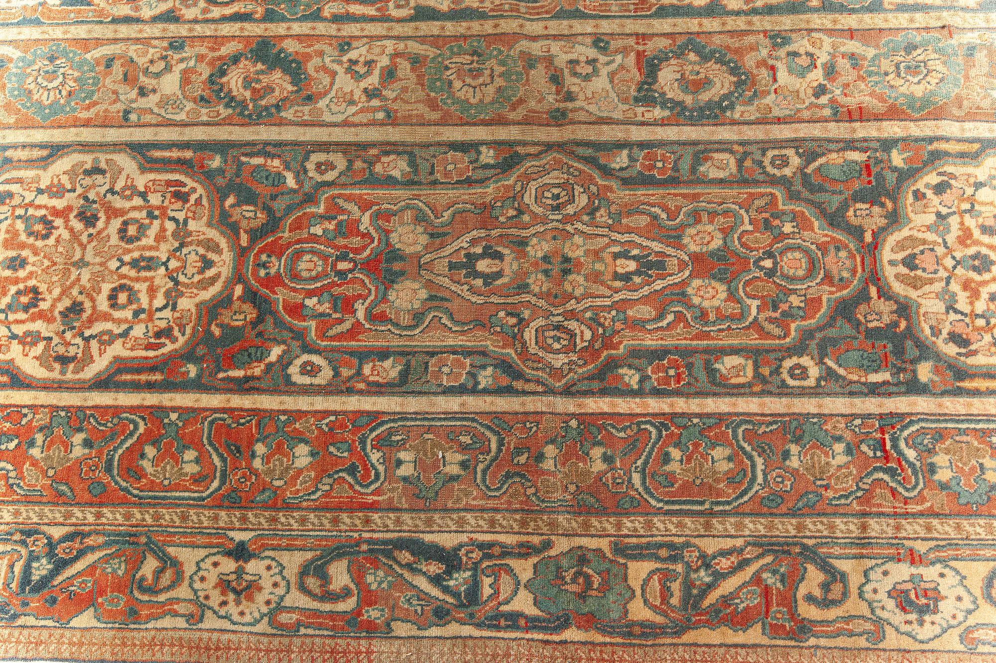 Large 19th Century Persian Tabriz Handmade Wool Rug In Good Condition For Sale In New York, NY