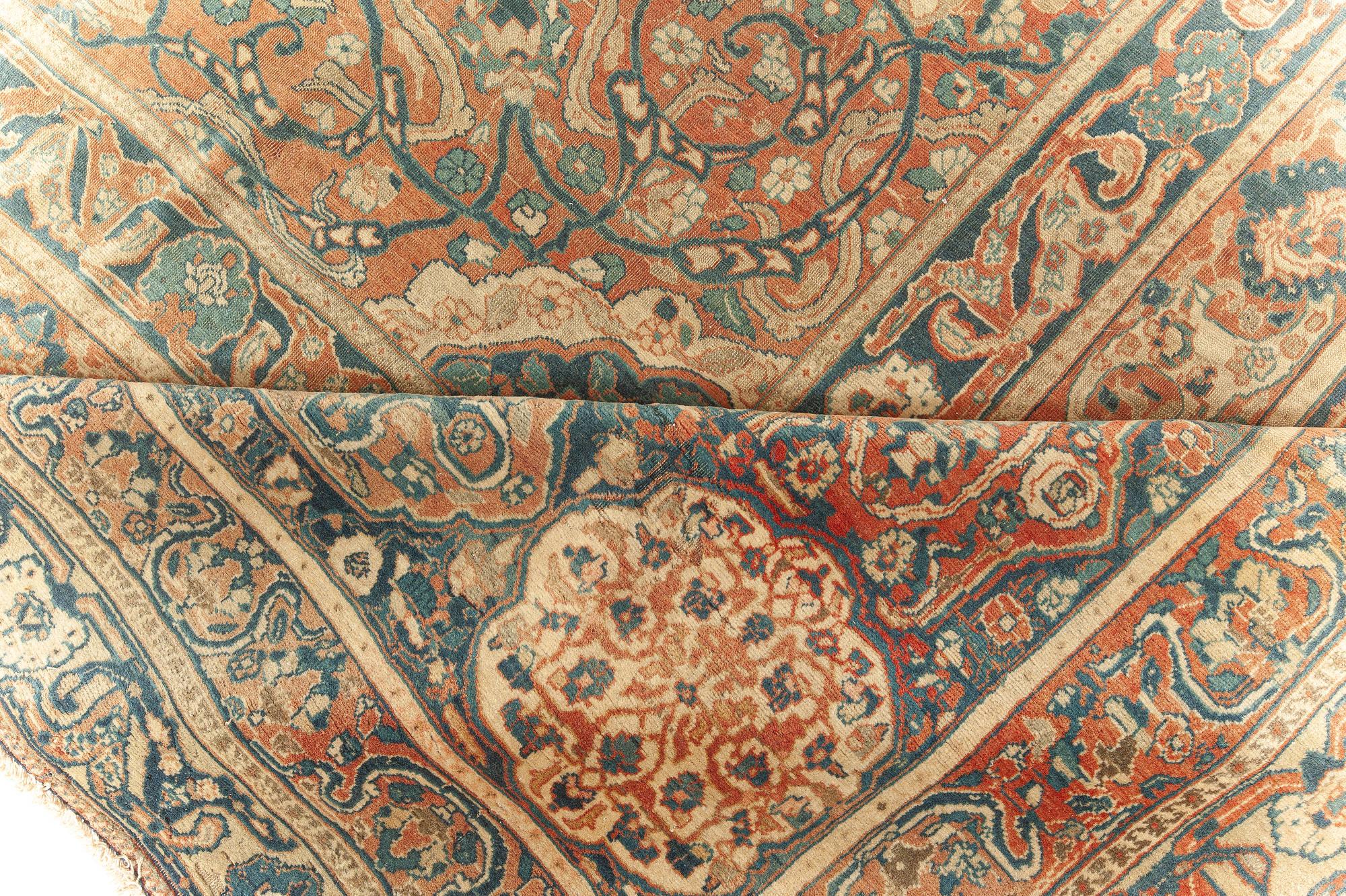 Large 19th Century Persian Tabriz Handmade Wool Rug For Sale 5