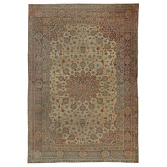 Large 19th Century Persian Tabriz Handmade Wool Rug