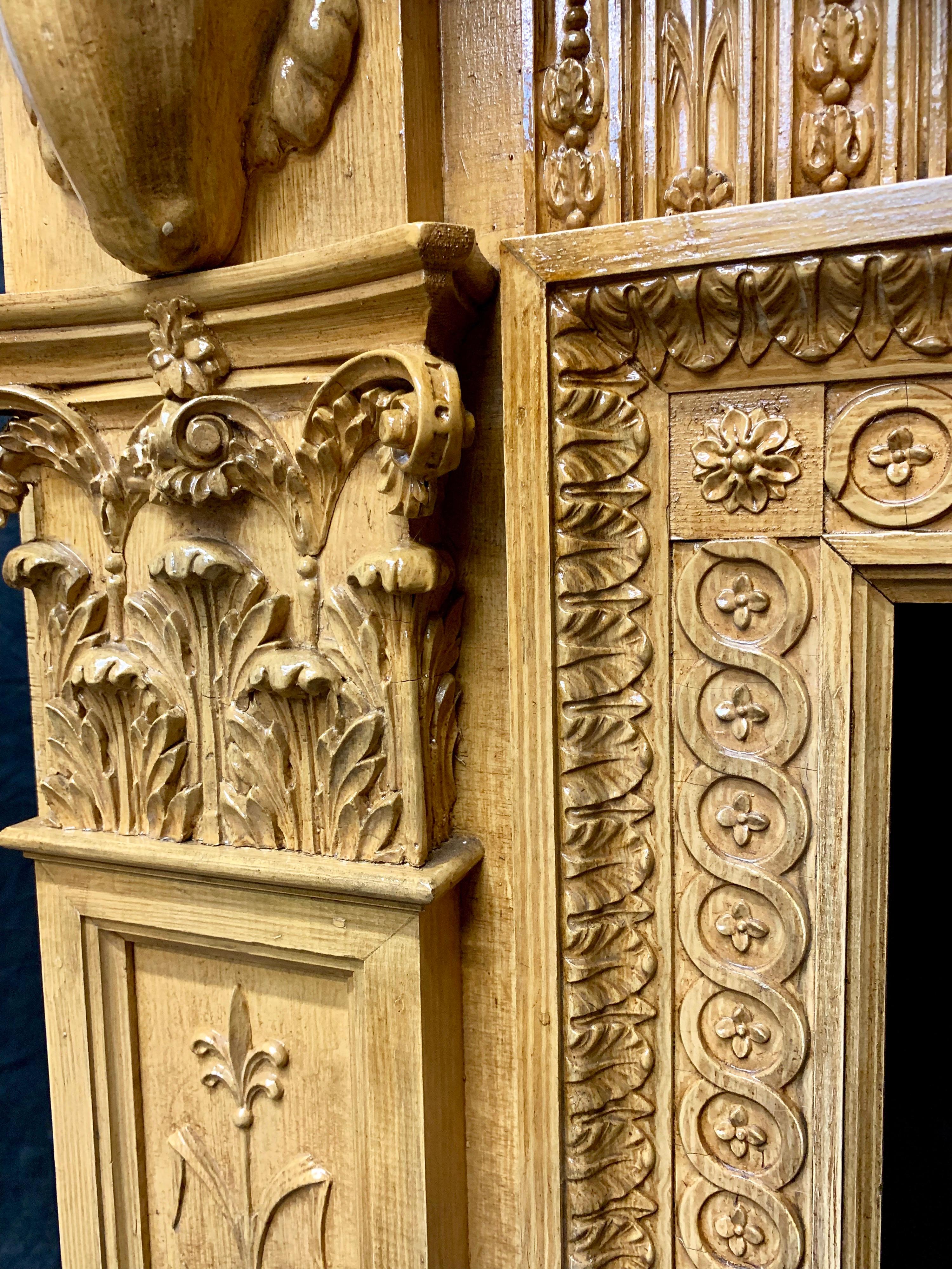 Large 19th Century Pine and Gesso Georgian Style Fireplace Surround 8