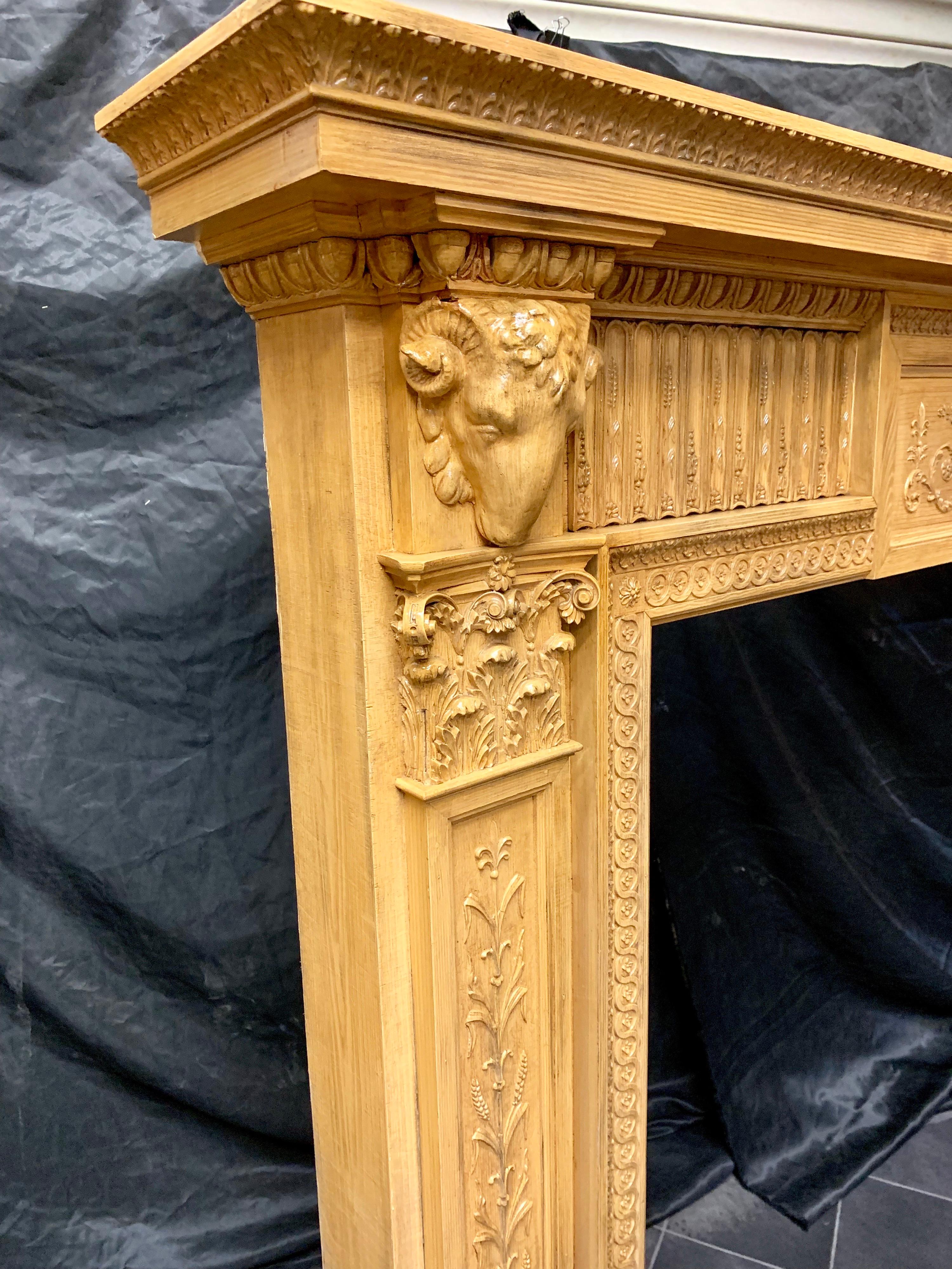 Large 19th Century Pine and Gesso Georgian Style Fireplace Surround 13