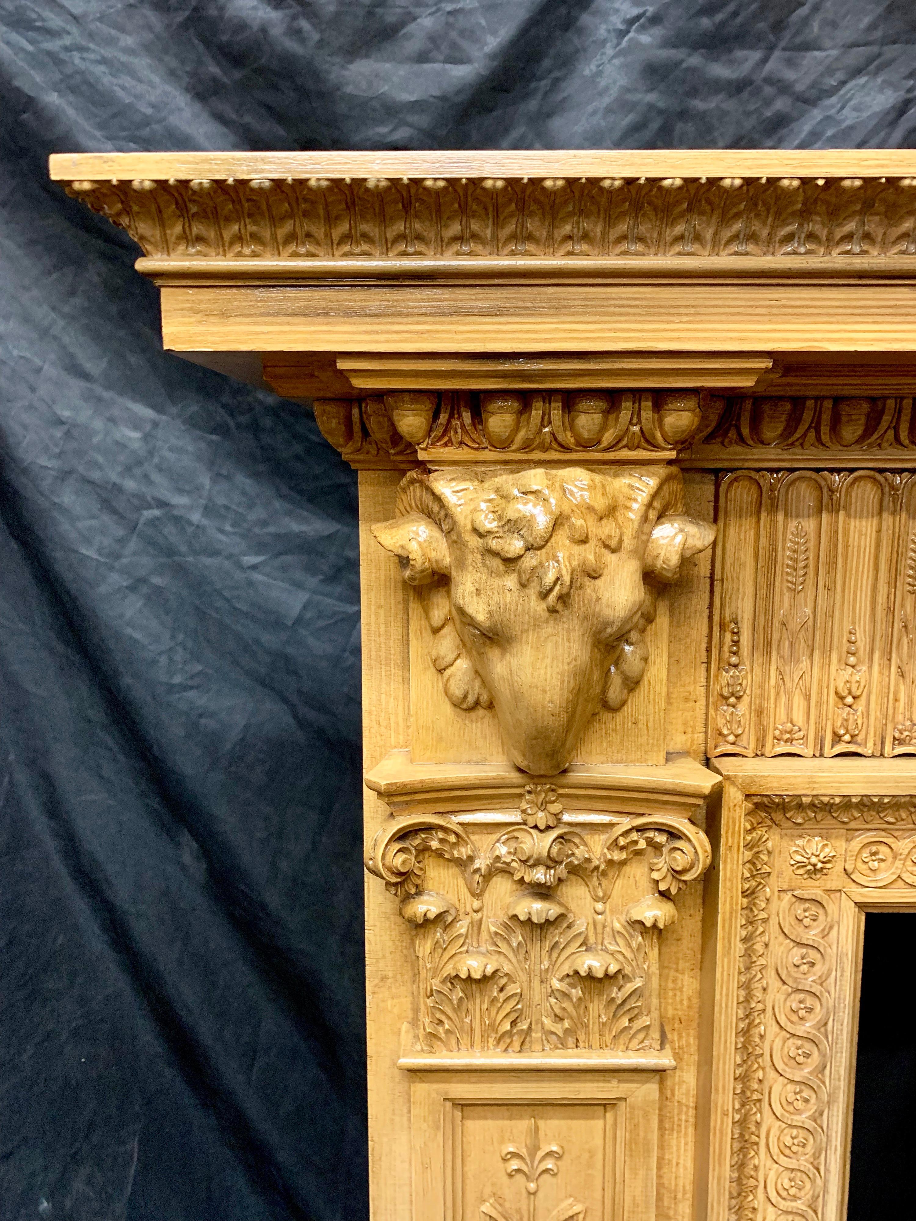 Scottish Large 19th Century Pine and Gesso Georgian Style Fireplace Surround