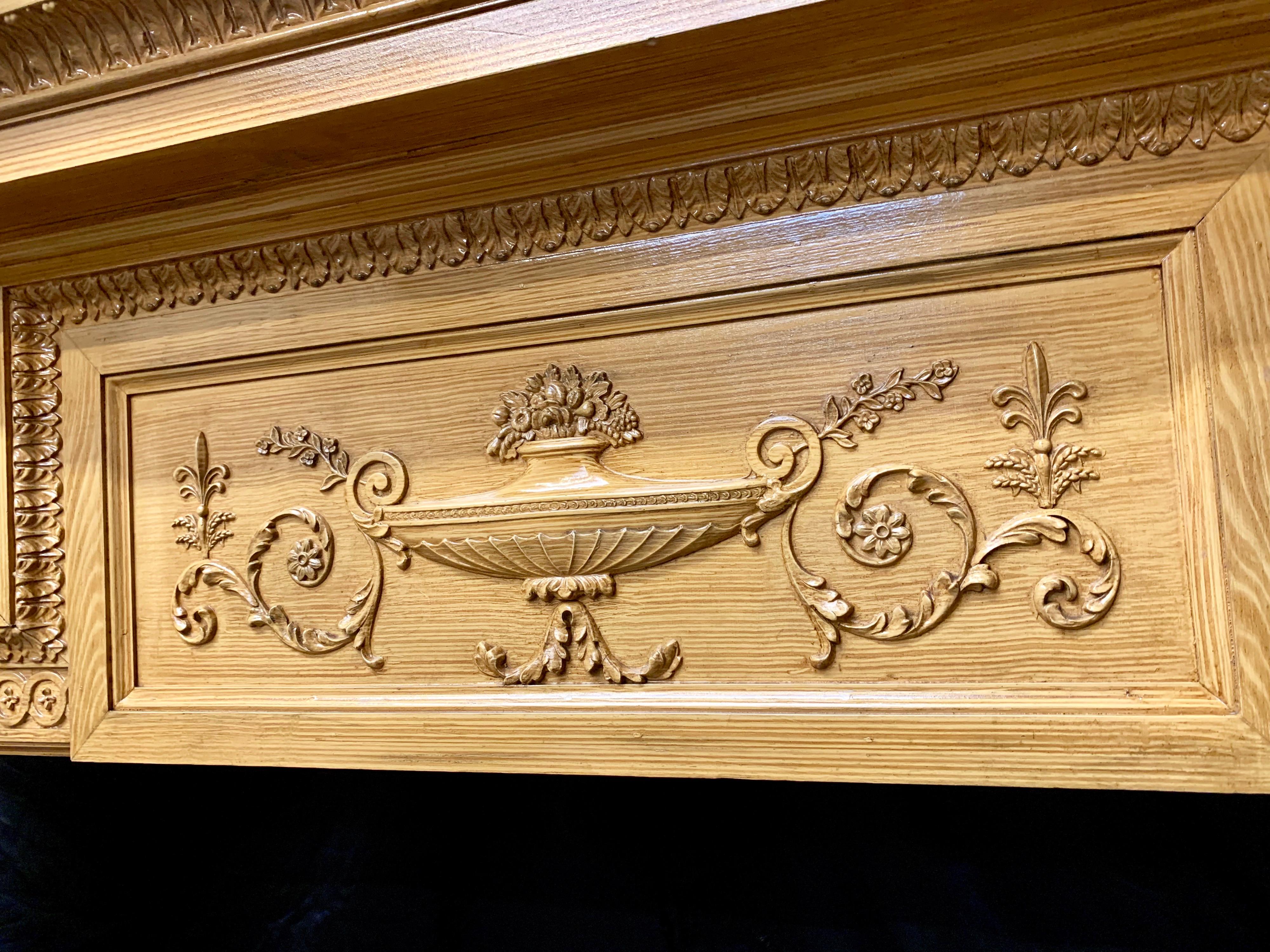 Large 19th Century Pine and Gesso Georgian Style Fireplace Surround 4