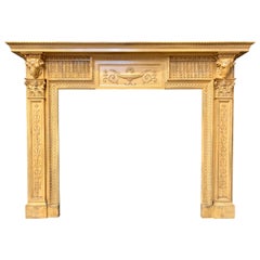 Used Large 19th Century Pine and Gesso Georgian Style Fireplace Surround