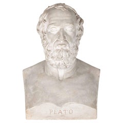 Large 19th Century Plaster Library Bust of Plato