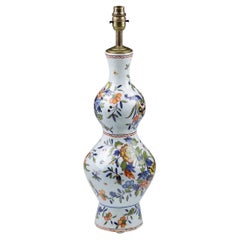 Grand vase-lampe polychrome de Desvres Delft du 19e siècle