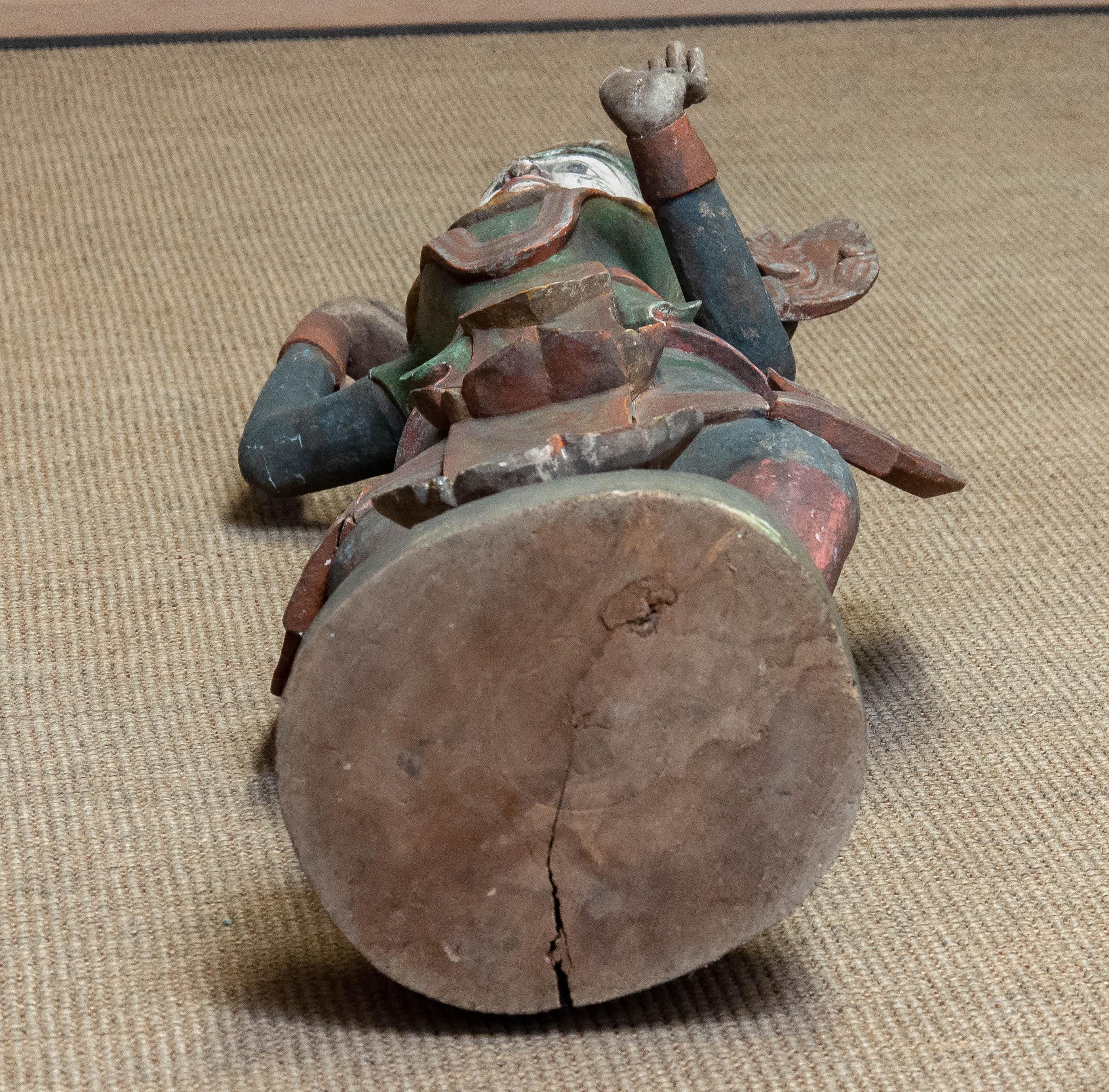 Folk Art Large 19th Century Polychromed Statue of a Burmese Nat Temple Dancer For Sale