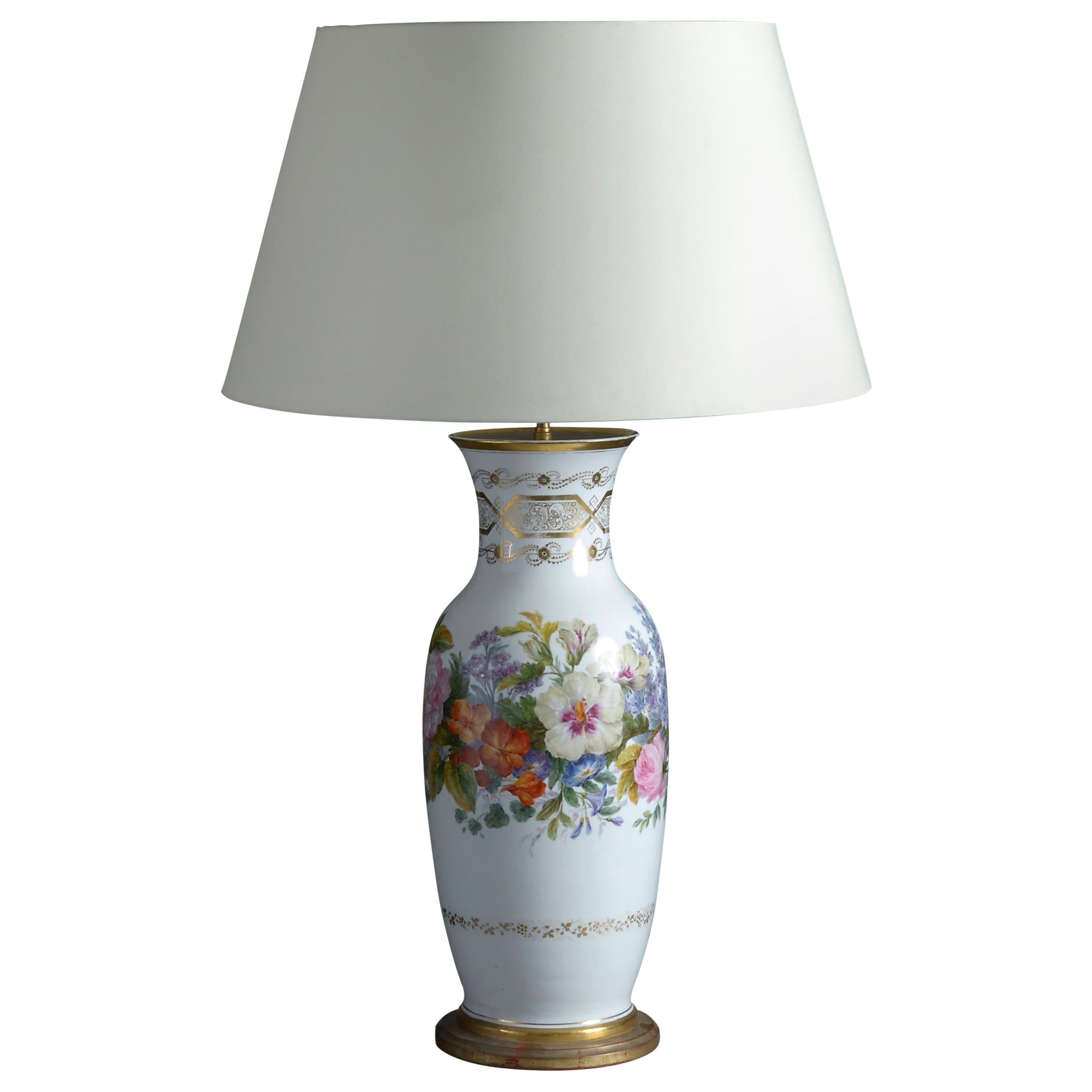 Large 19th Century Porcelain Vase Lamp