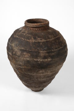 Large 19th Century Portuguese Wabi Sabi Primitive Blackened Terracotta Jar
