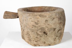 Large 19th Century Primitive Wabi Sabi French Chestnut Mortar