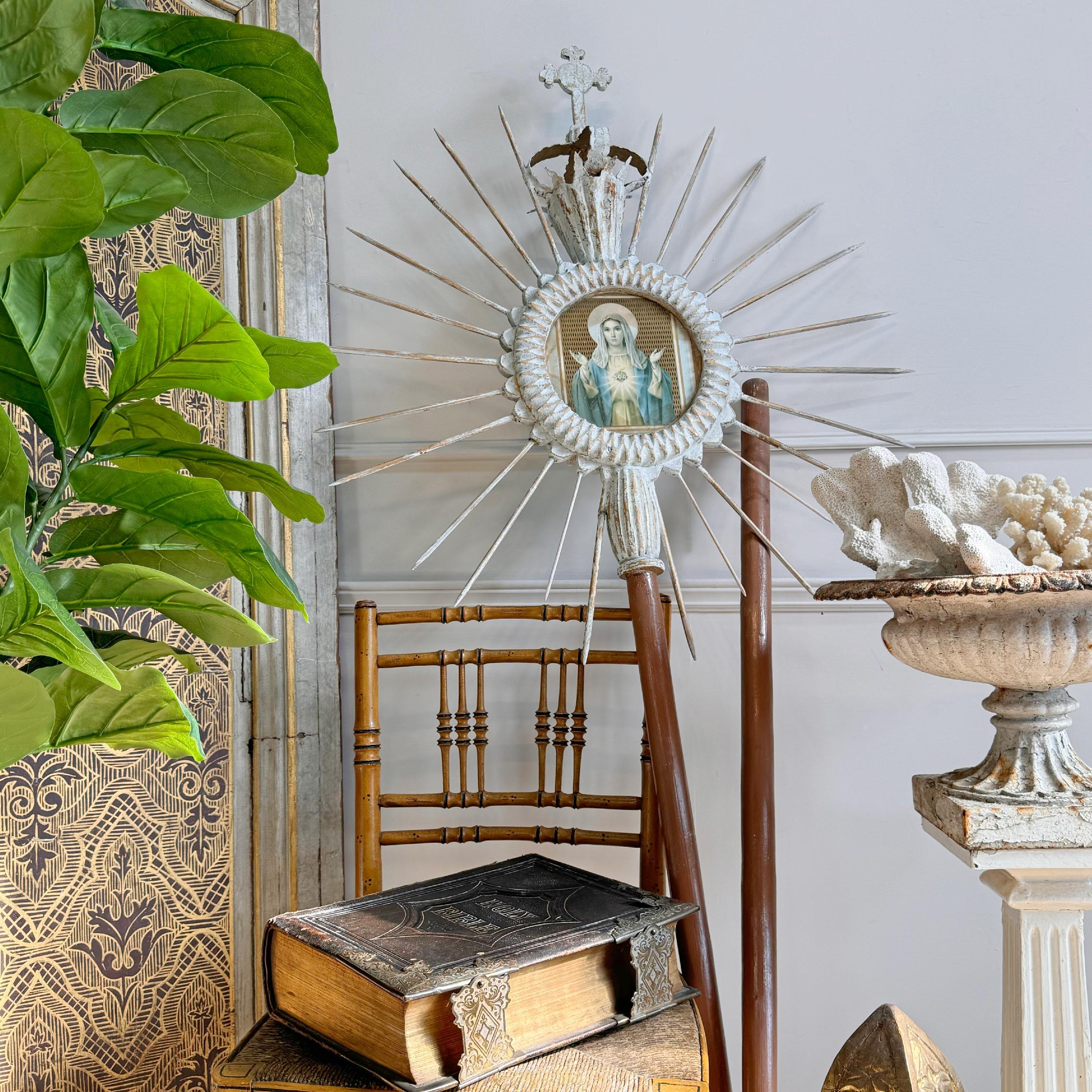 Large 19th Century Processional Sunburst with Crown For Sale 4