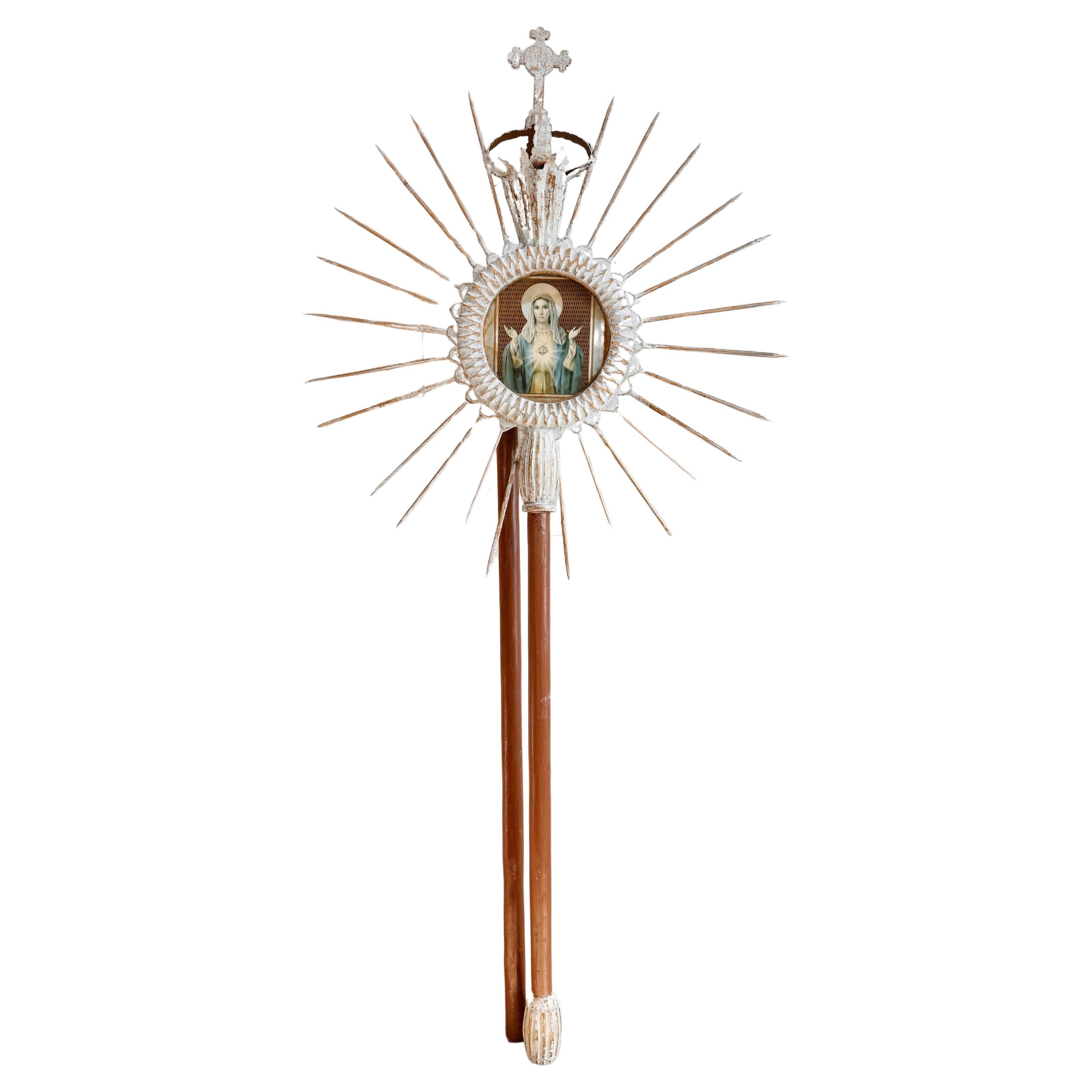 Large 19th Century Processional Sunburst with Crown