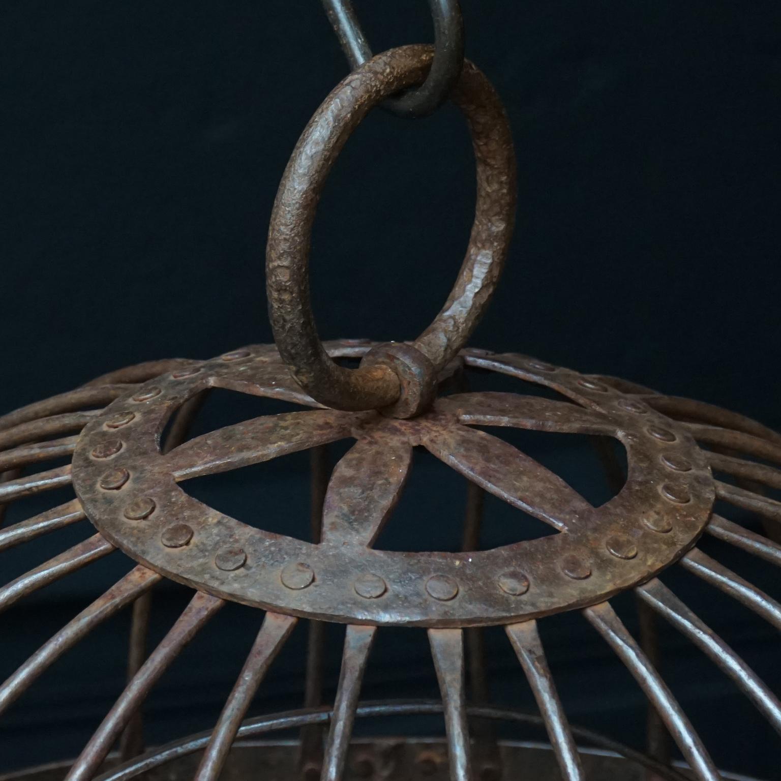 Wrought Iron Large 19th Century Quadruple Gimballed Whaling Oil Light