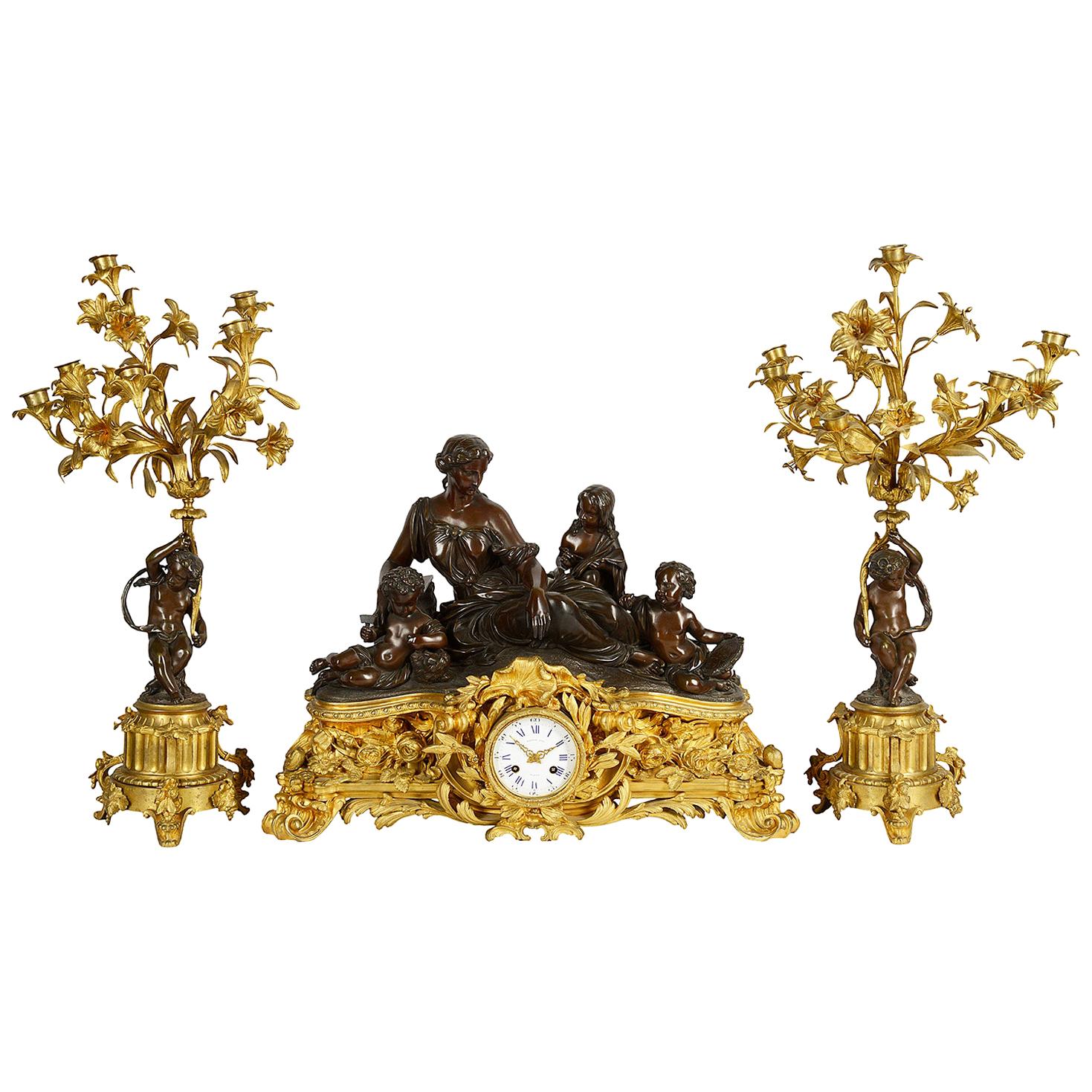 Grand ensemble d'horloges Raingo Fres de Paris du 19ème siècle