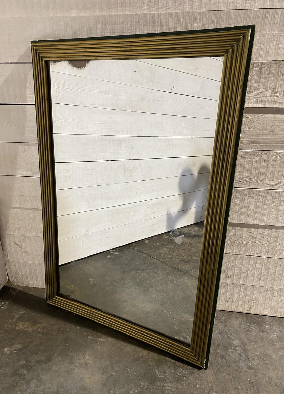 A lovely rare large French Mirror having a reeded Brass frame. Dating to the 19th Century with original back and original mercury plate which has some age related ware as shown in photos but just the way you would like it to look. It can be hung