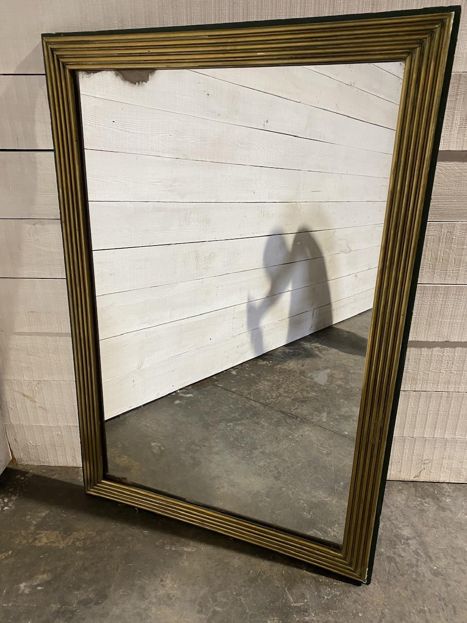 French Large 19th Century Reeded Brass Mirror For Sale
