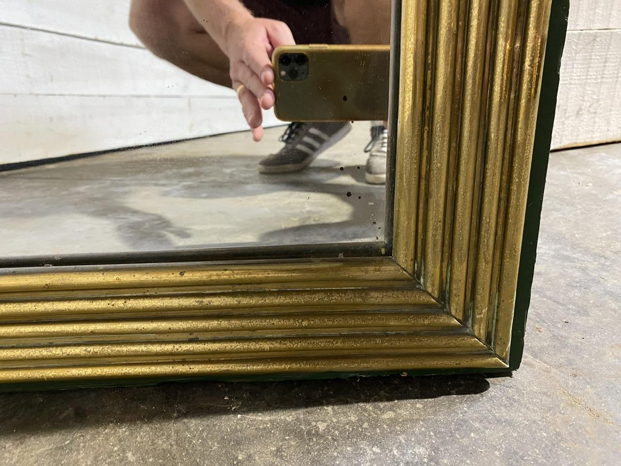 Large 19th Century Reeded Brass Mirror For Sale 2