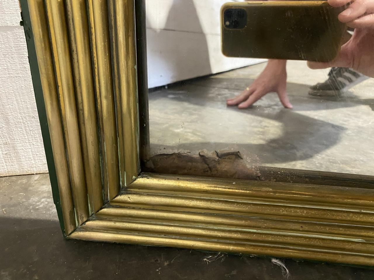 Large 19th Century Reeded Brass Mirror For Sale 5